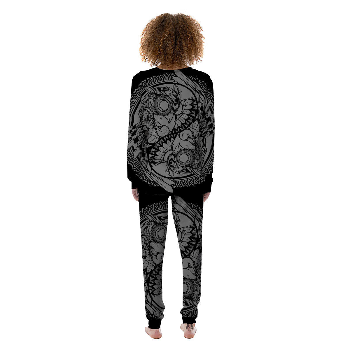 Owl Yin Yang Print Women's Pajamas-grizzshop