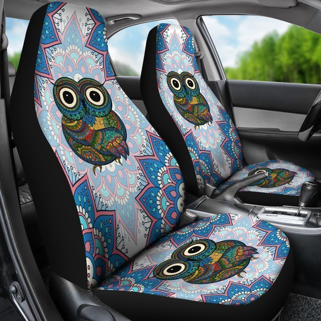 Owl Mandala Black Car Seat Cover Universal Fit-grizzshop