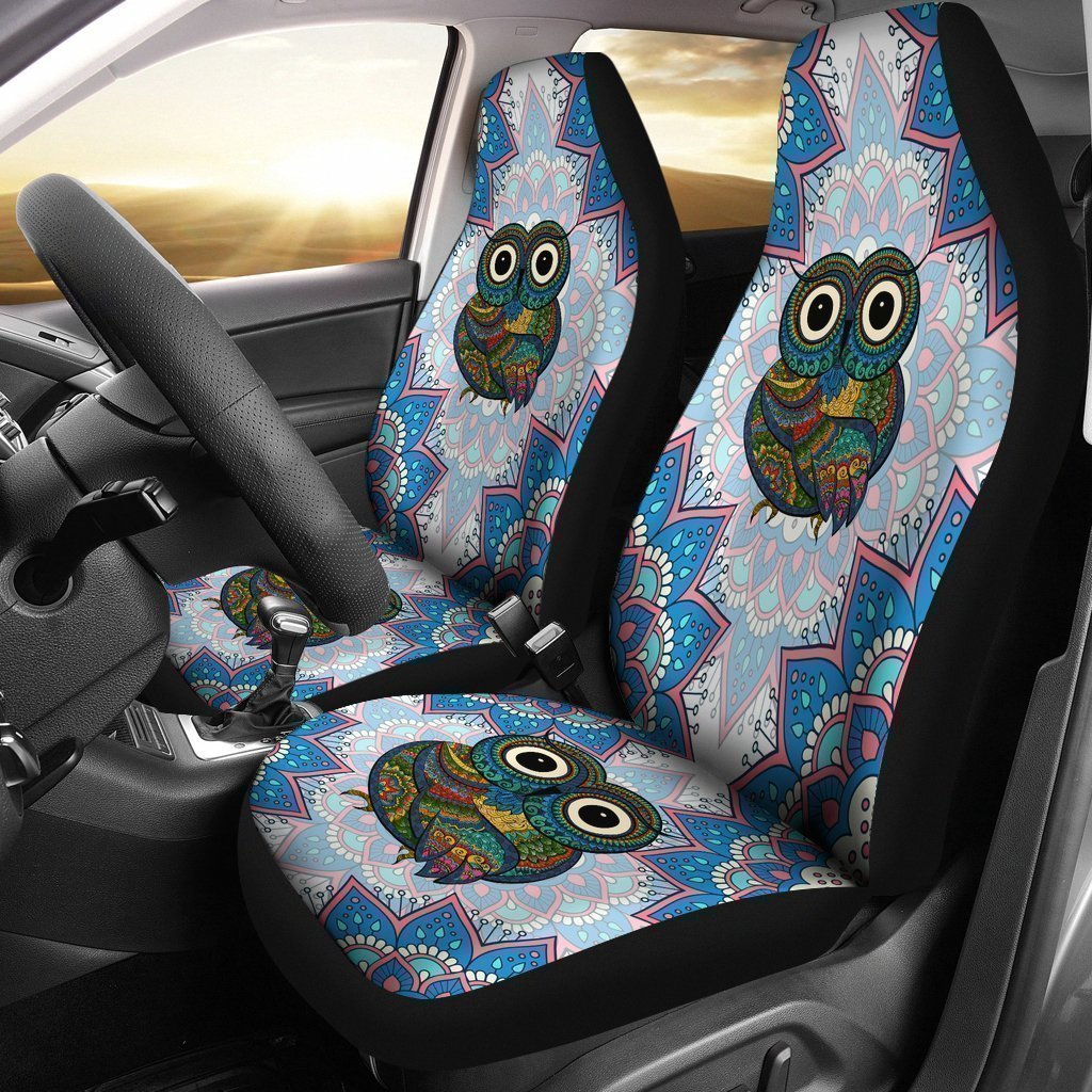 Owl Mandala Black Car Seat Cover Universal Fit-grizzshop