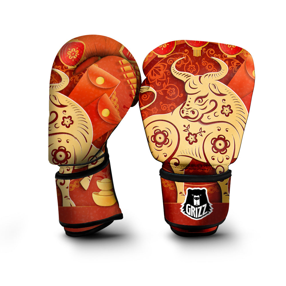 Ox Sign Chinese Horoscope Print Boxing Gloves-grizzshop