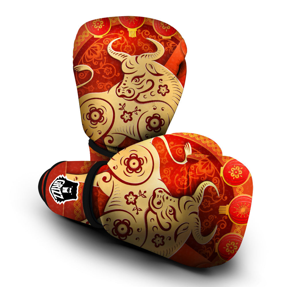 Ox Sign Chinese Horoscope Print Boxing Gloves-grizzshop