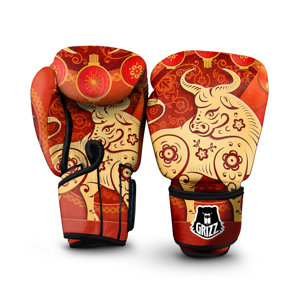 Ox Sign Chinese Horoscope Print Boxing Gloves-grizzshop