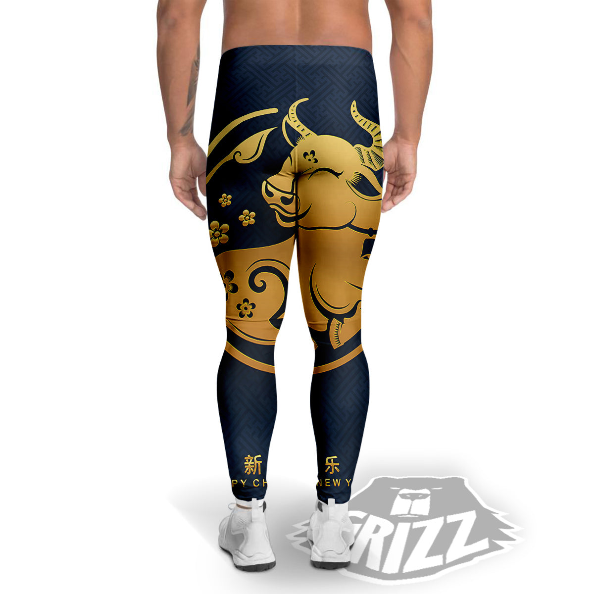 Ox Zodiac Chinese Cute Print Men's Leggings-grizzshop