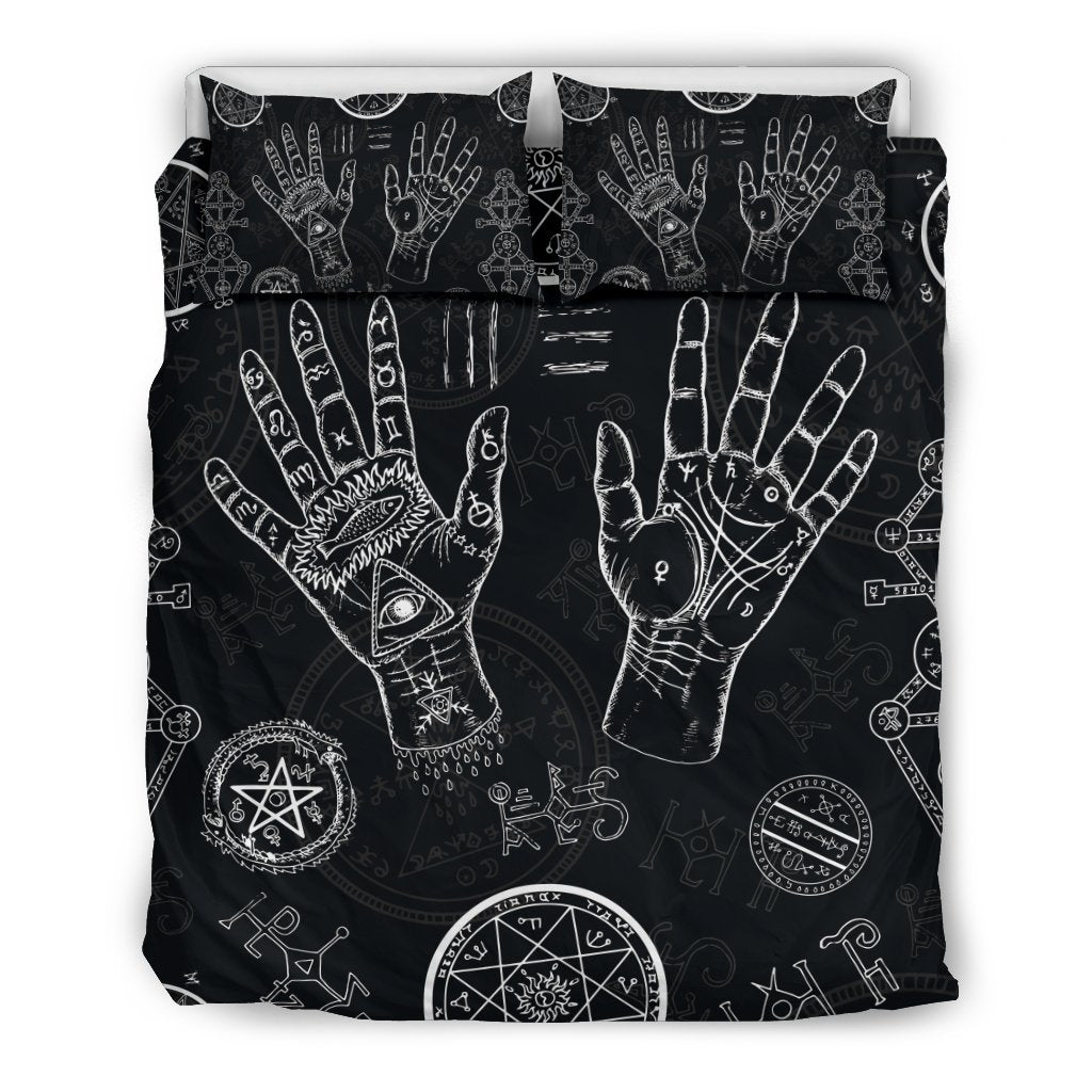 Pagan Gothic Wiccan Witch Pattern Print Duvet Cover Bedding Set-grizzshop