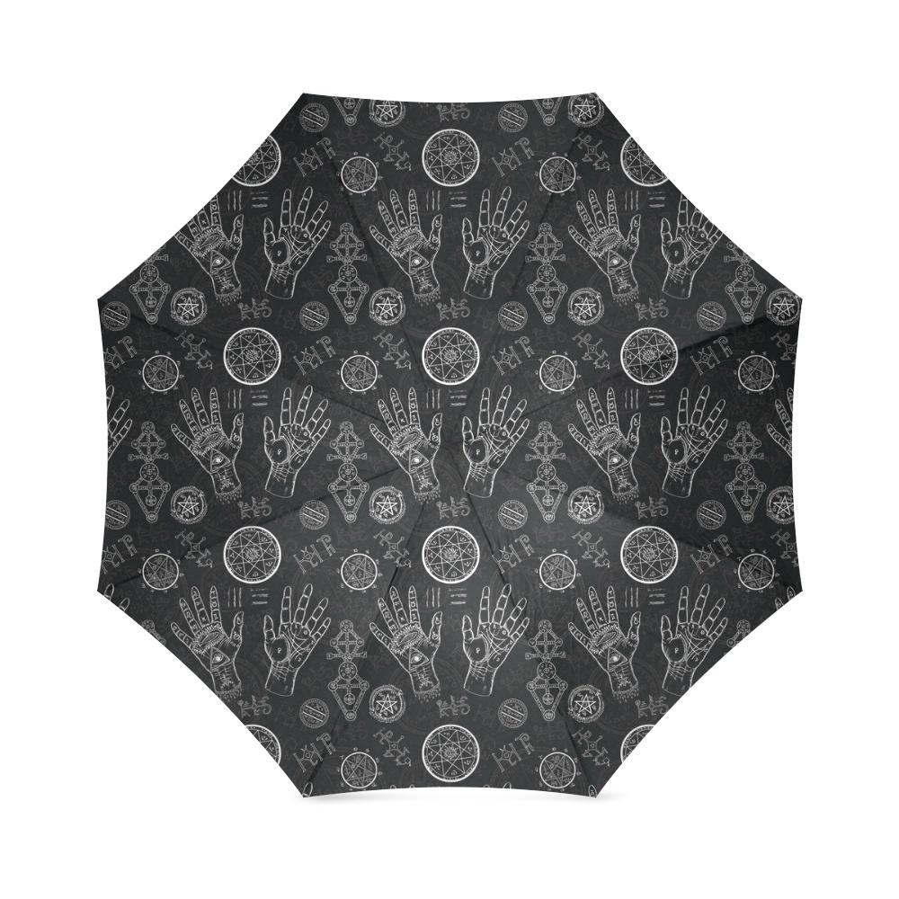 Pagan Gothic Wiccan Witch Pattern Print Foldable Umbrella-grizzshop