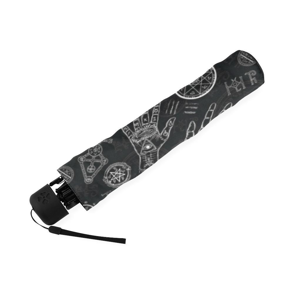 Pagan Gothic Wiccan Witch Pattern Print Foldable Umbrella-grizzshop