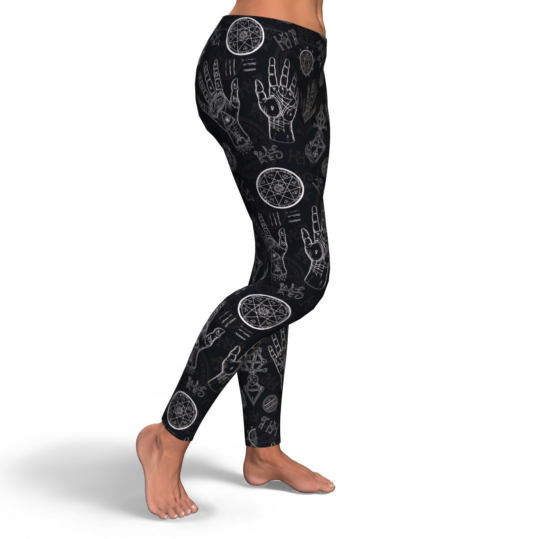 Pagan Gothic Wiccan Witch Pattern Print Pattern Women Leggings-grizzshop