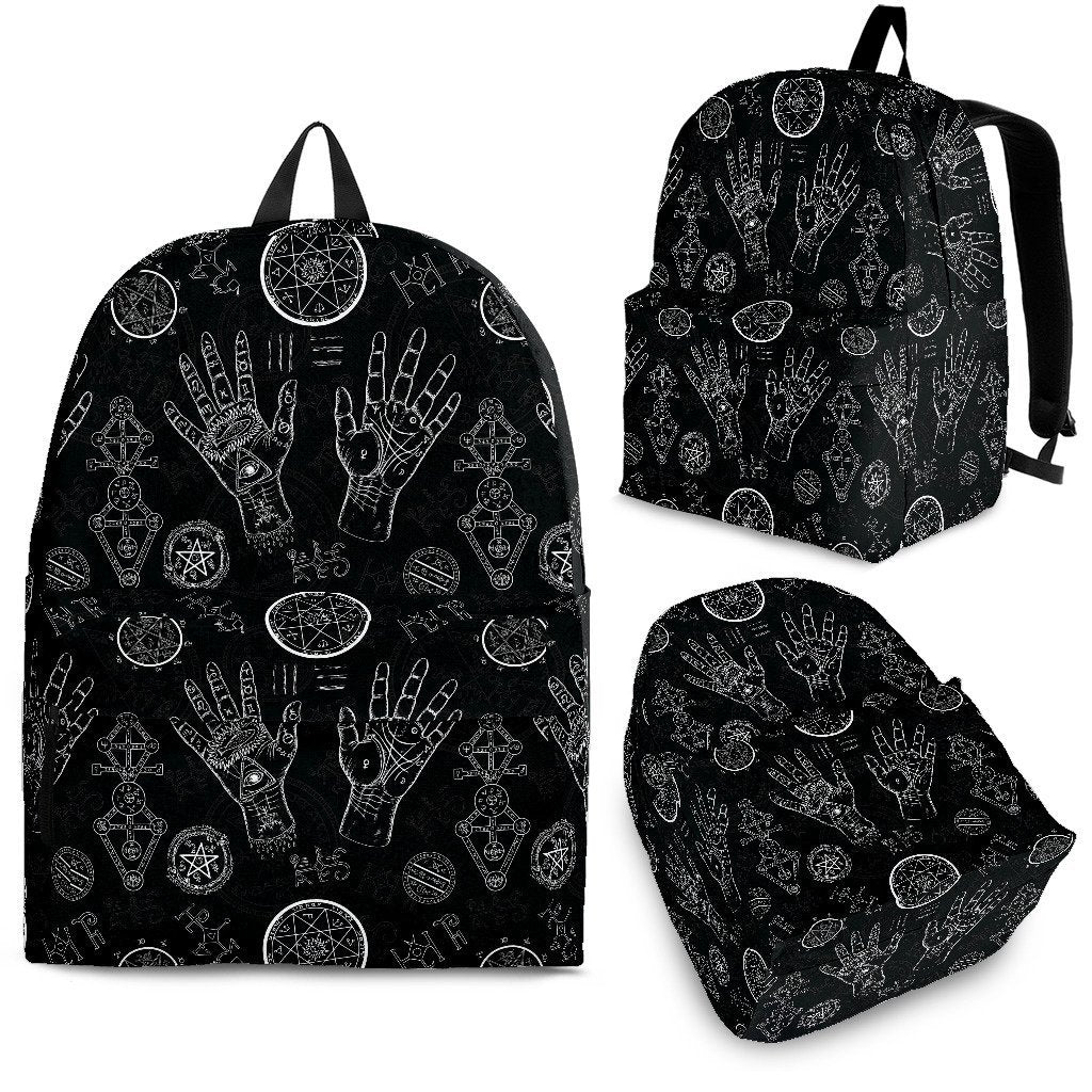 Pagan Gothic Wiccan Witch Pattern Print Premium Backpack-grizzshop