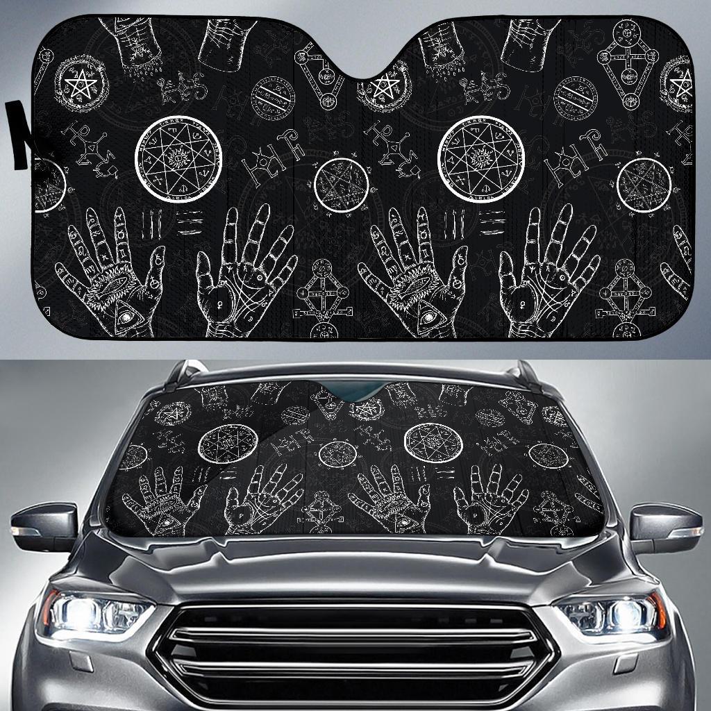 Pagan Wiccan Witch Pattern Print Car Sun Shade-grizzshop
