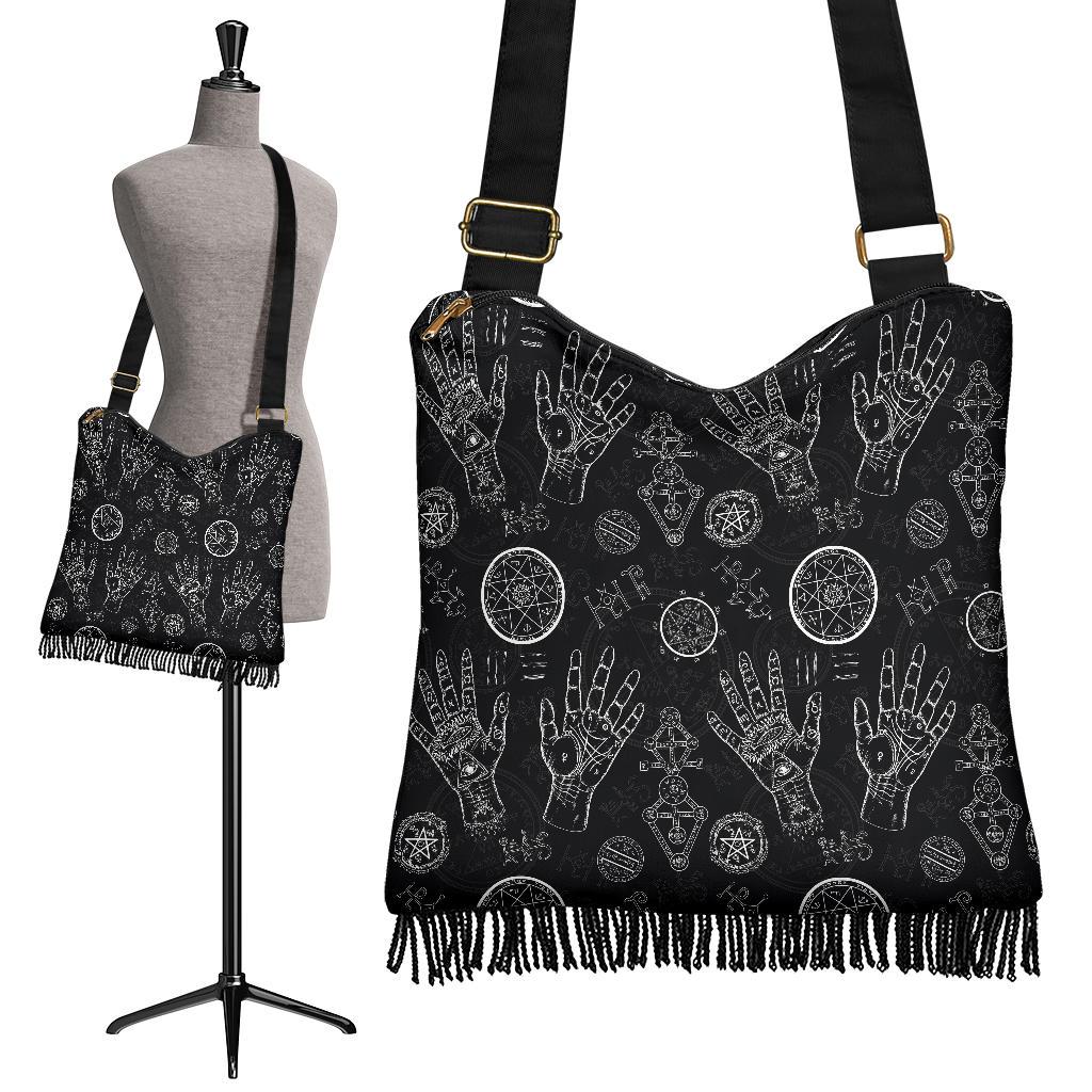 Pagan Wiccan Witch Pattern Print Crossbody Bags-grizzshop