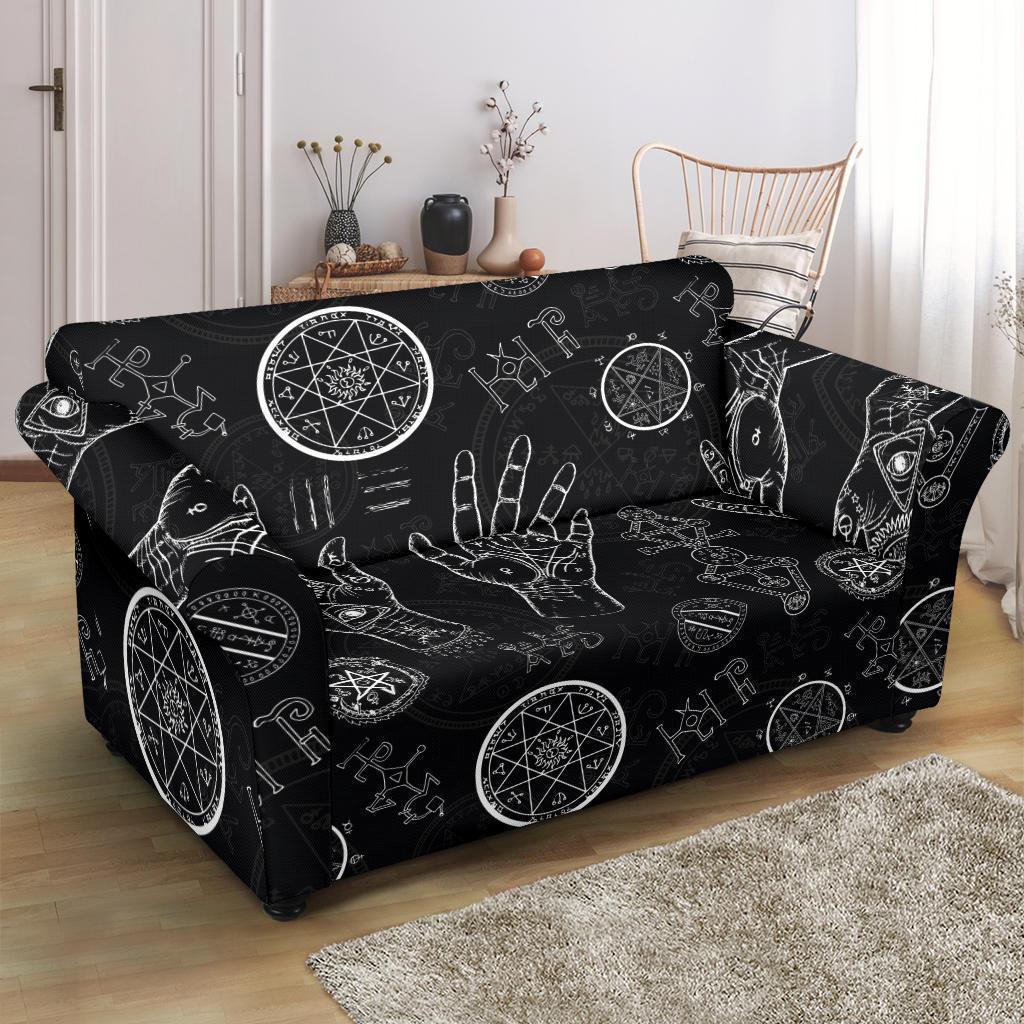 Pagan Wiccan Witch Pattern Print Loveseat Cover-grizzshop