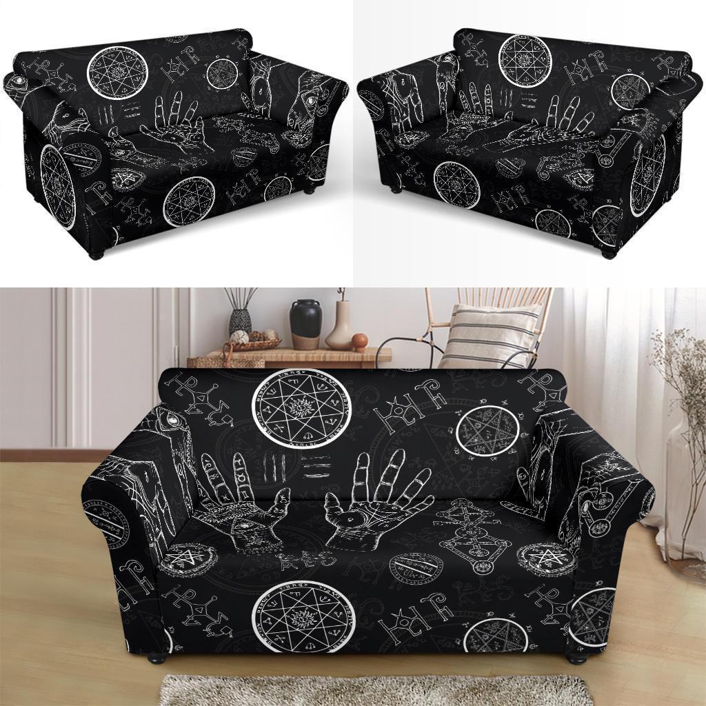 Pagan Wiccan Witch Pattern Print Loveseat Cover-grizzshop