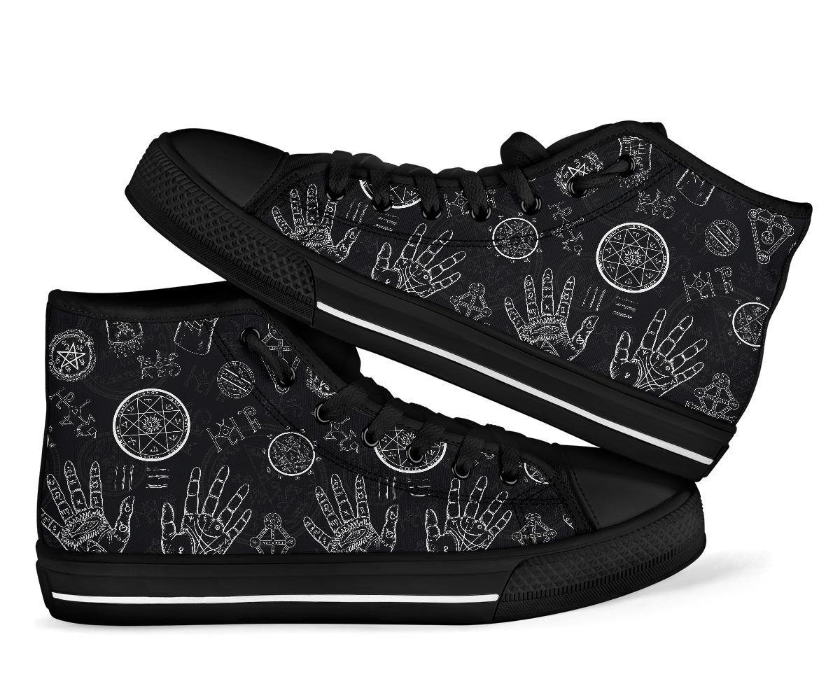 Pagan Wiccan Witch Pattern Print Men Women's High Top Shoes-grizzshop