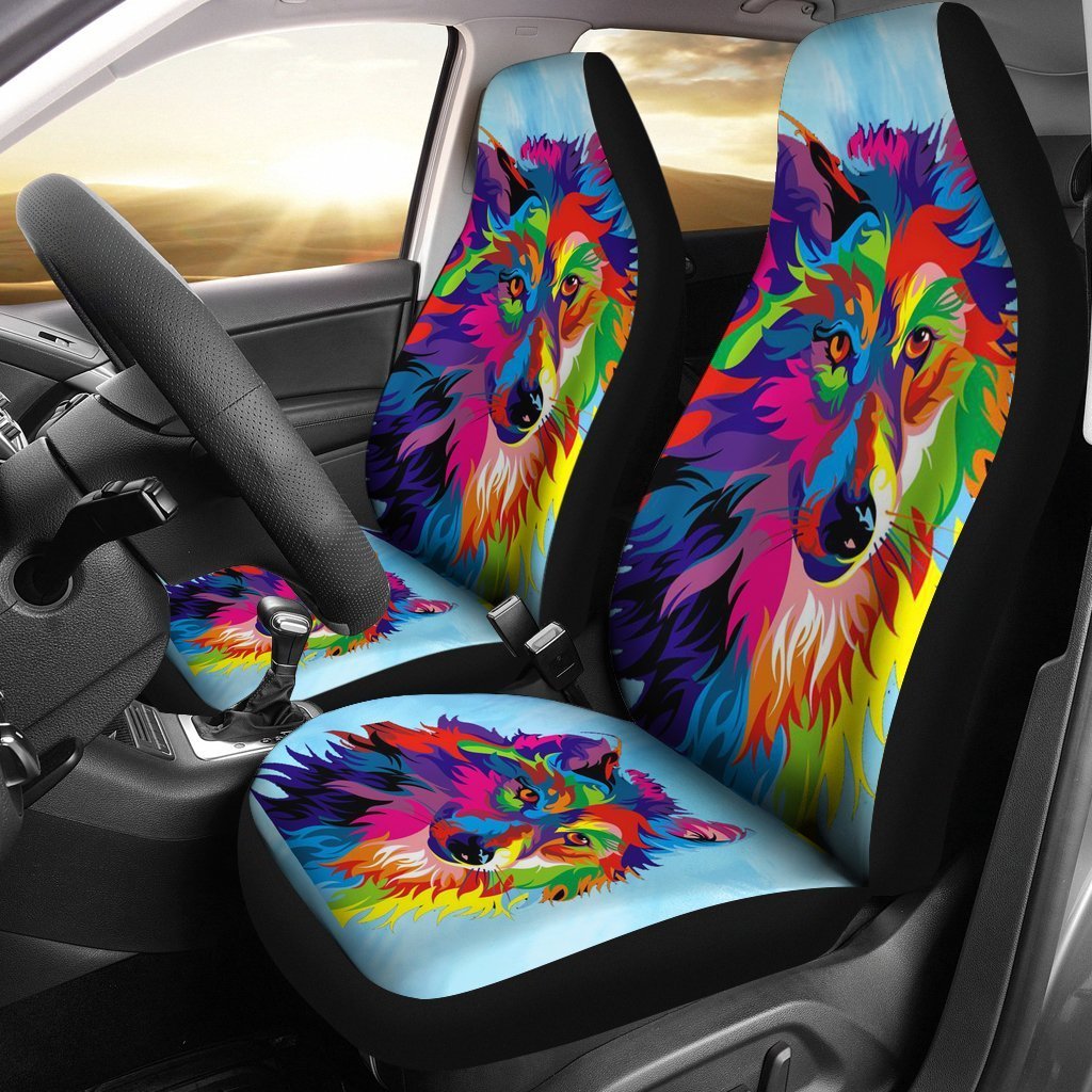 Painted Wolf Universal Fit Car Seat Covers-grizzshop