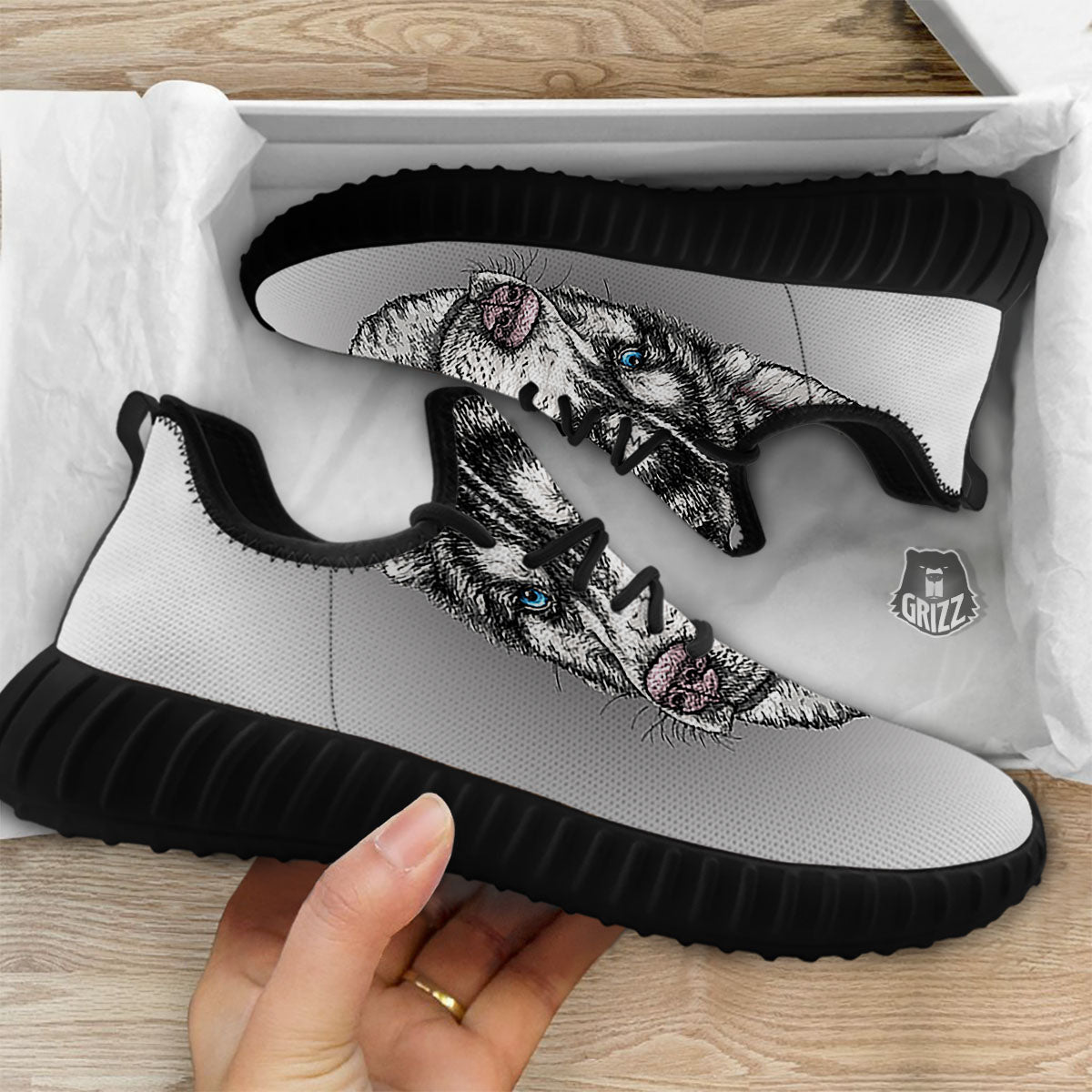 Painting Alaskan Malamute Print Black Walking Shoes-grizzshop