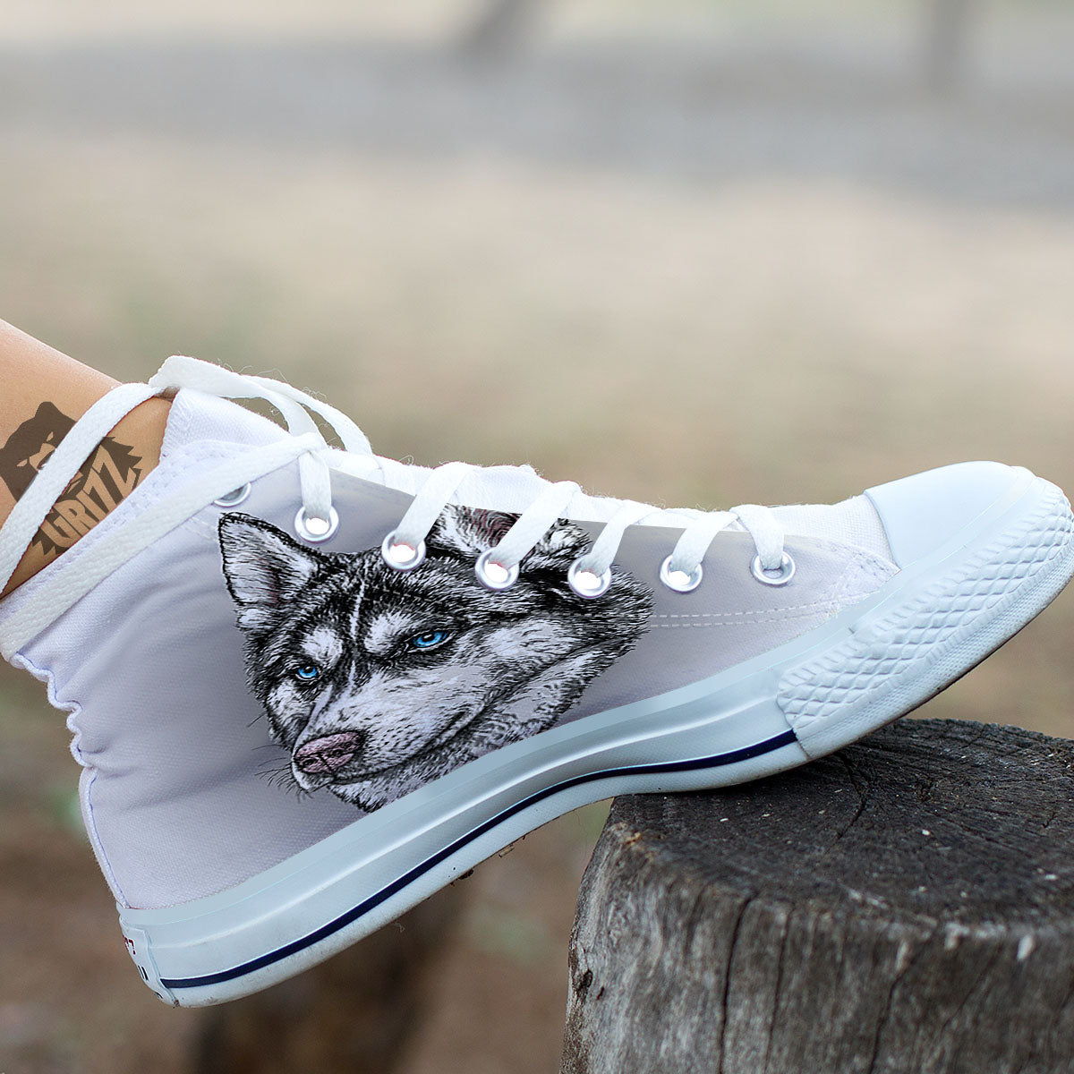 Painting Alaskan Malamute Print White High Top Shoes-grizzshop