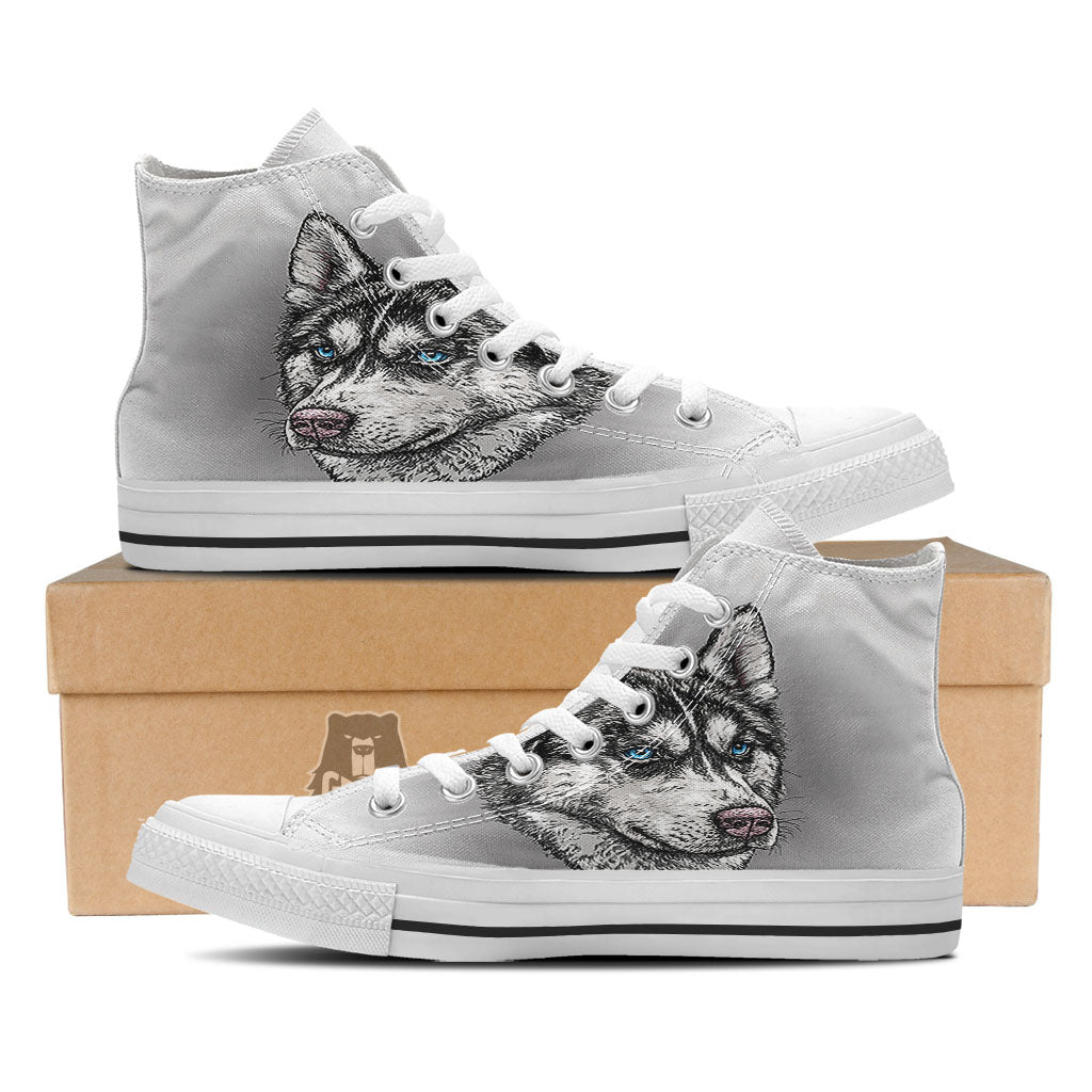 Painting Alaskan Malamute Print White High Top Shoes-grizzshop