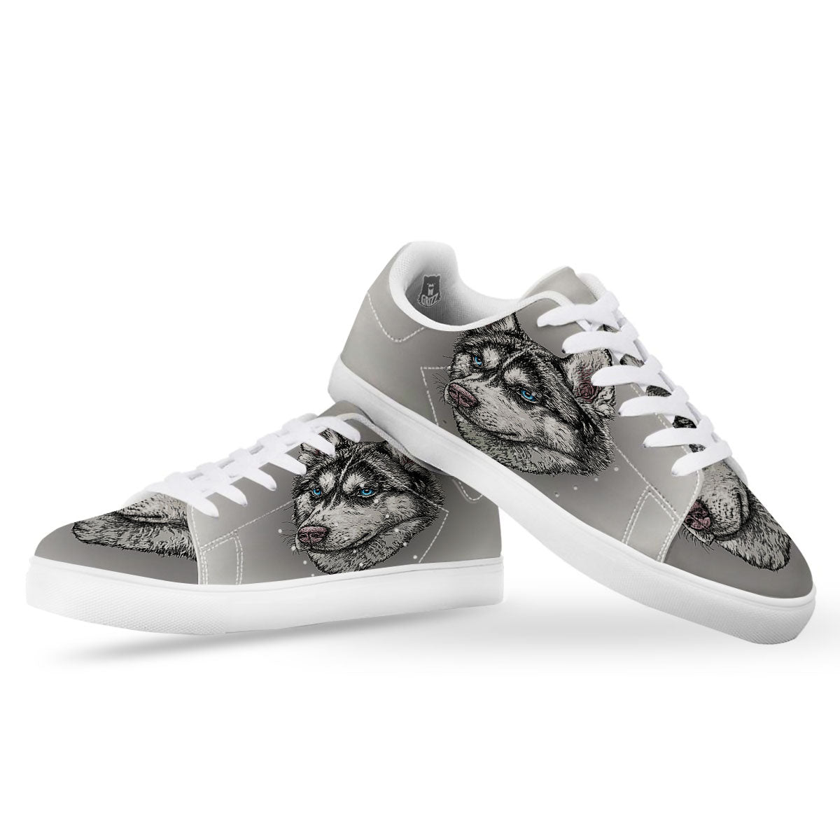 Painting Alaskan Malamute Print White Low Top Sneakers-grizzshop