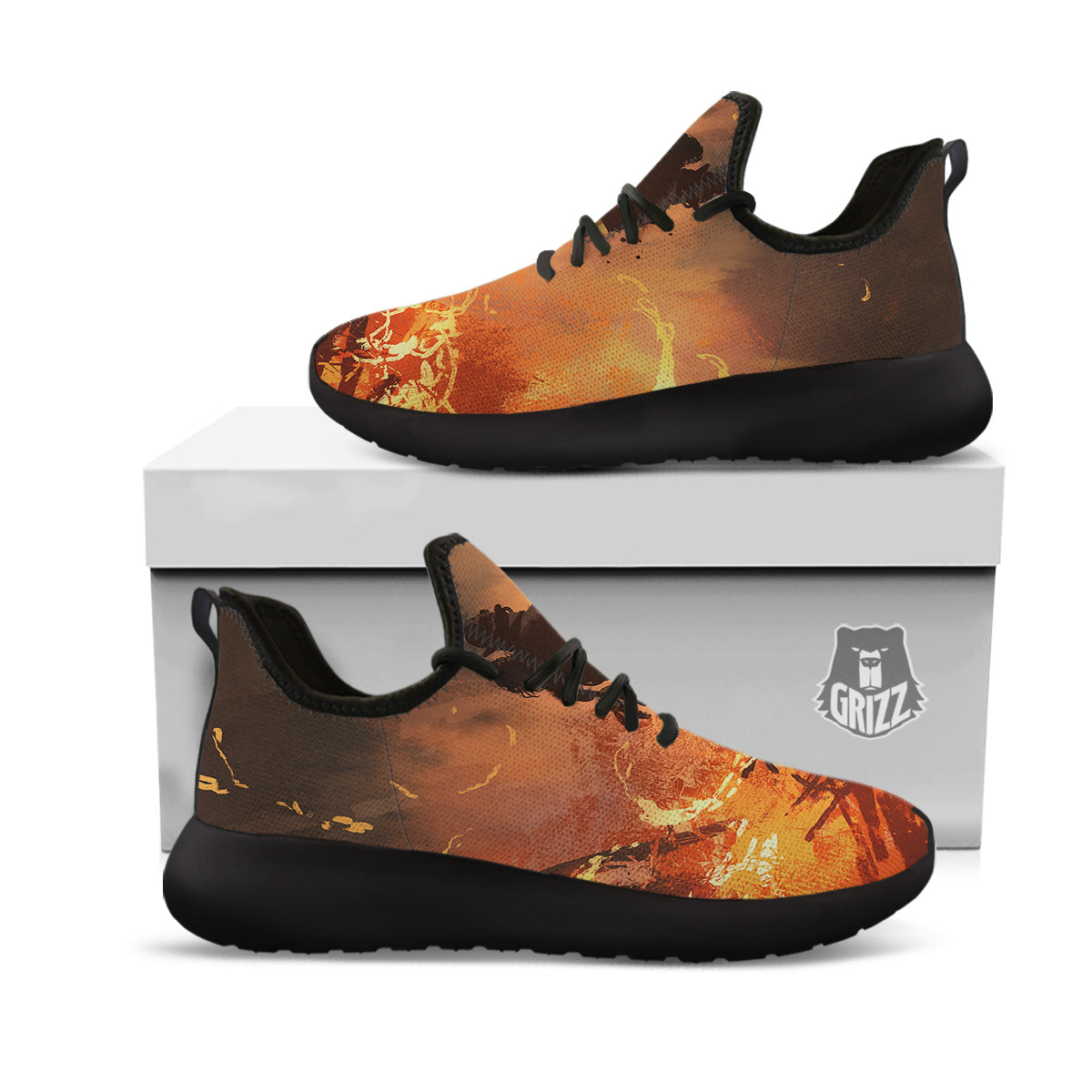 Painting Brave Firefighter Print Black Athletic Shoes-grizzshop