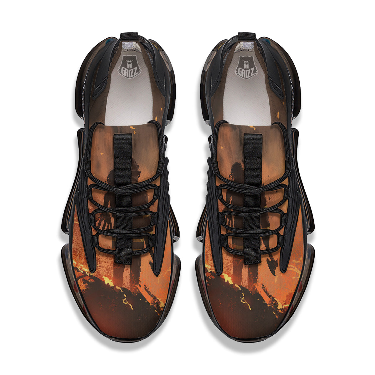 Painting Brave Firefighter Print Black Gym Shoes-grizzshop