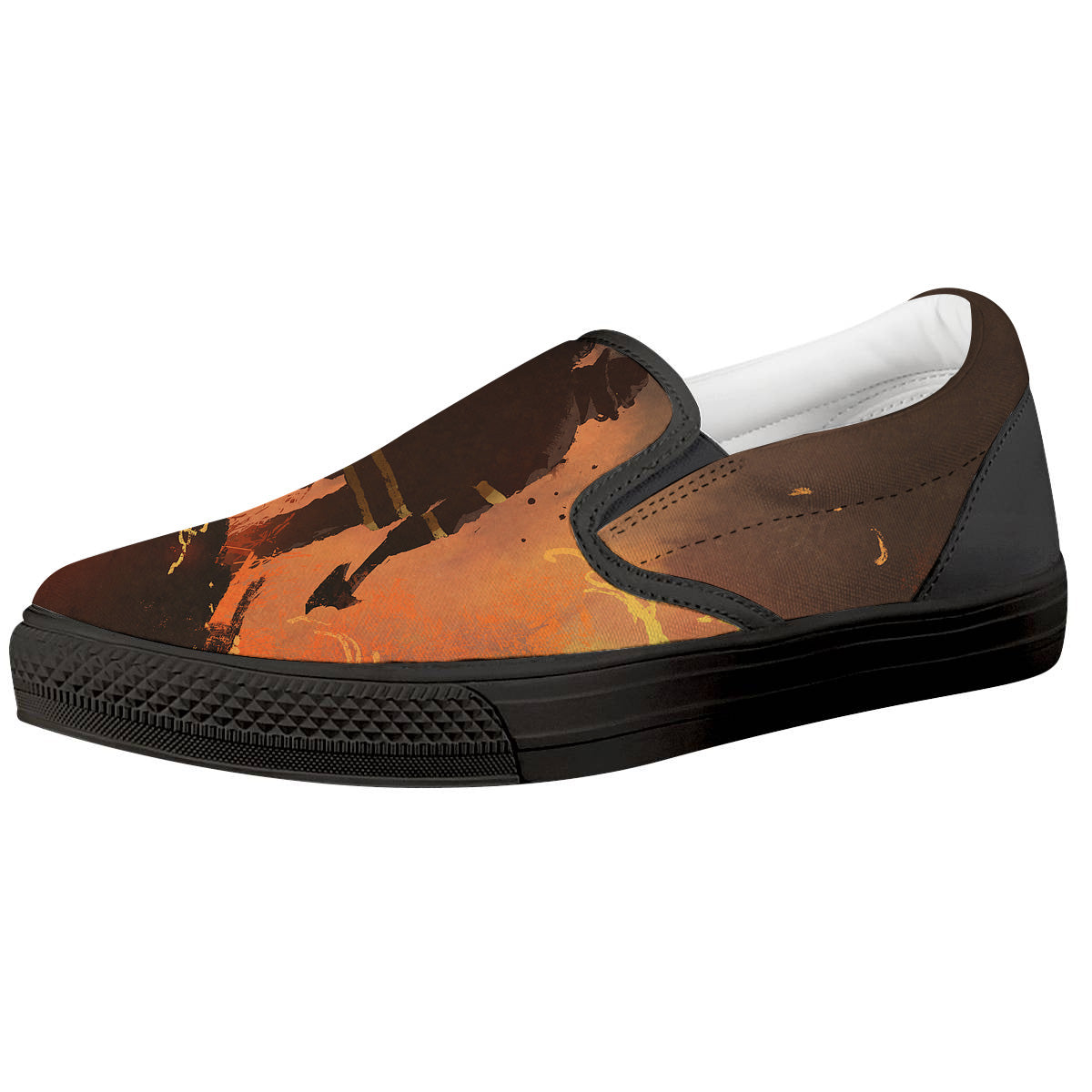 Painting Brave Firefighter Print Black Slip On Shoes-grizzshop