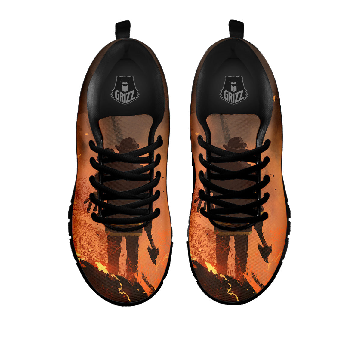 Painting Brave Firefighter Print Black Sneaker-grizzshop