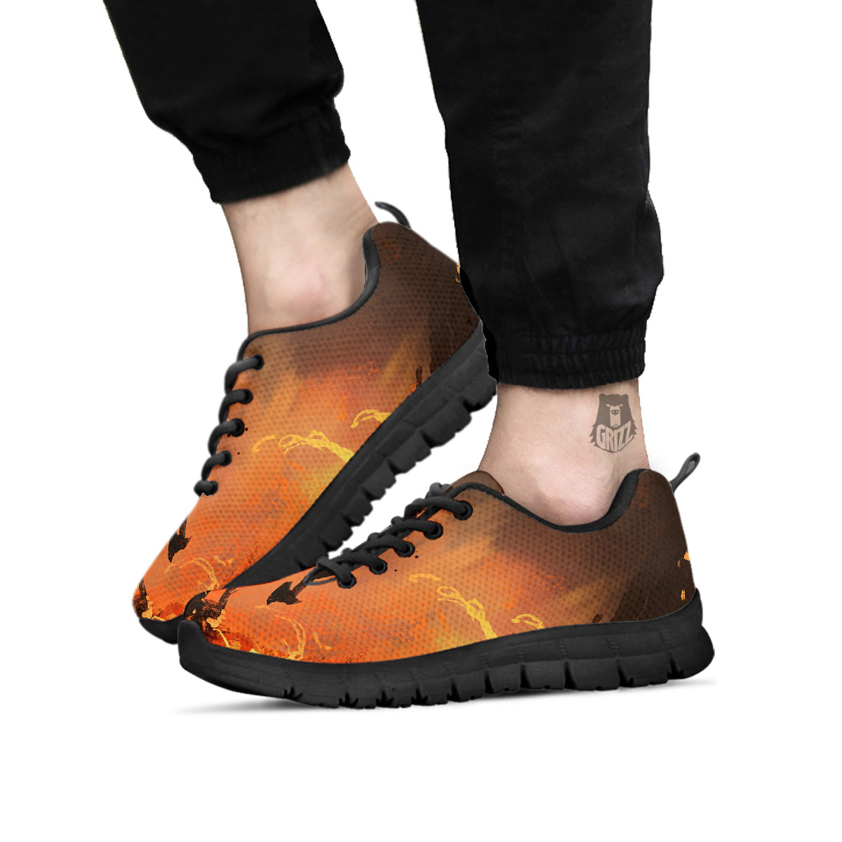 Painting Brave Firefighter Print Black Sneaker-grizzshop