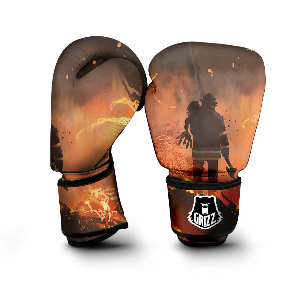 Painting Brave Firefighter Print Boxing Gloves-grizzshop