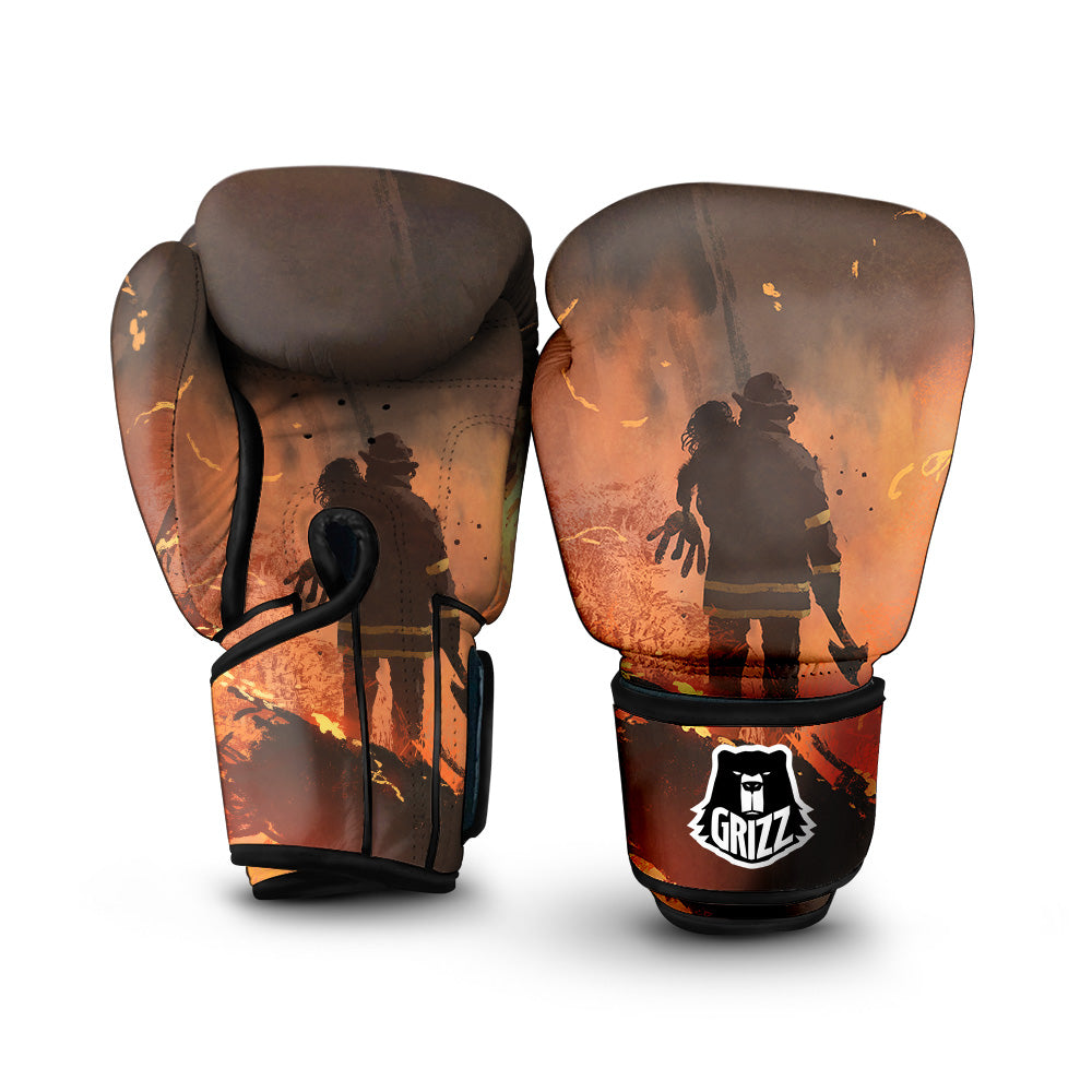 Painting Brave Firefighter Print Boxing Gloves-grizzshop