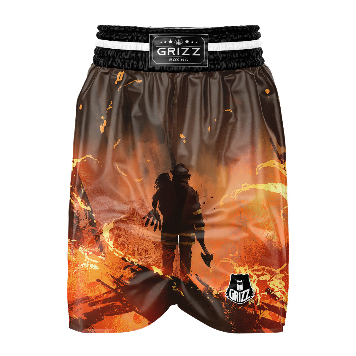 Painting Brave Firefighter Print Boxing Shorts-grizzshop