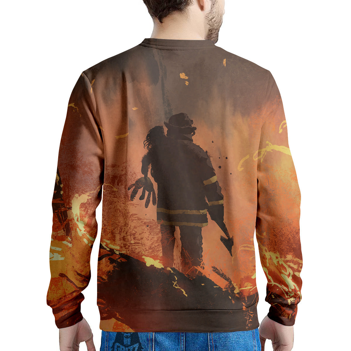 Painting Brave Firefighter Print Men's Sweatshirt-grizzshop