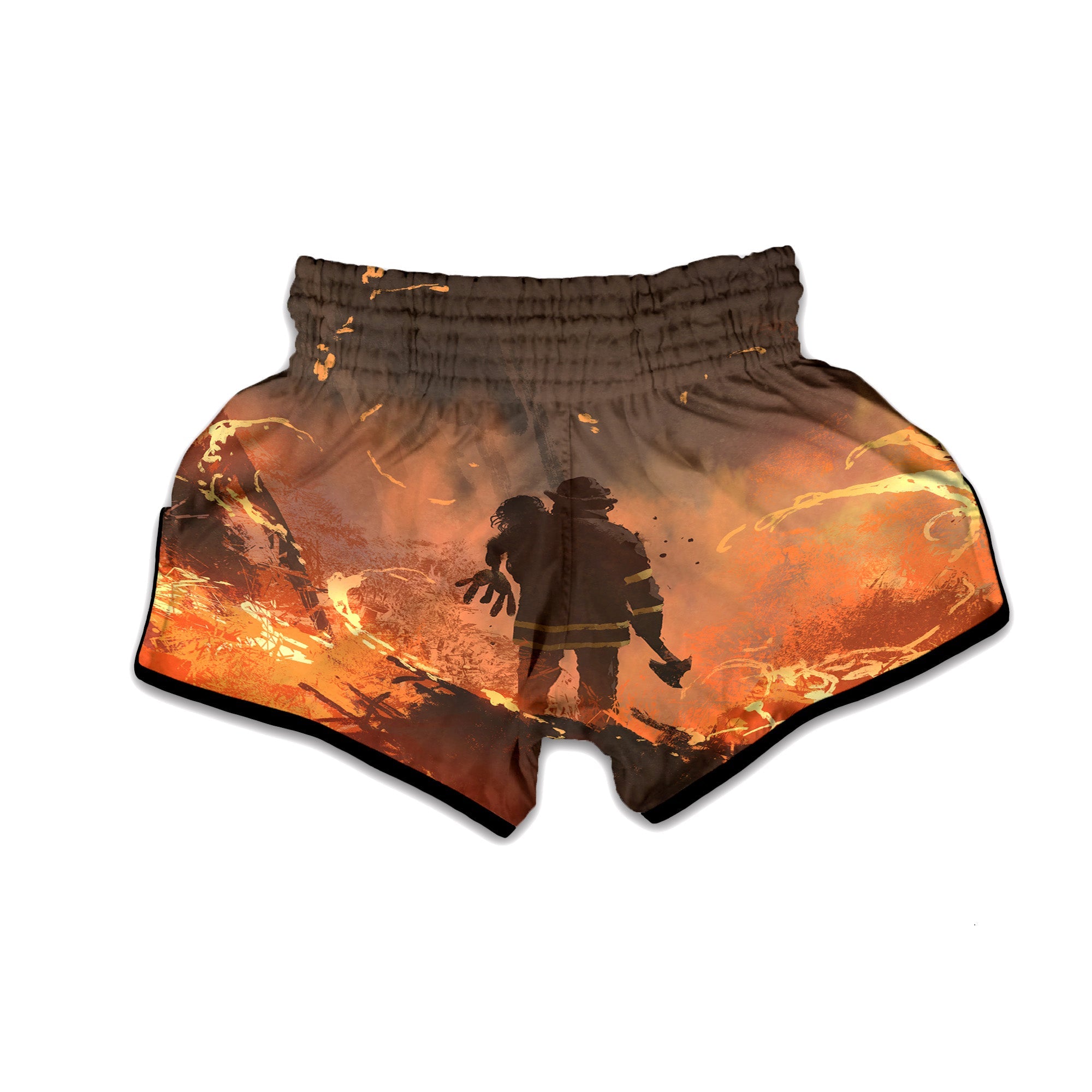 Painting Brave Firefighter Print Muay Thai Boxing Shorts-grizzshop