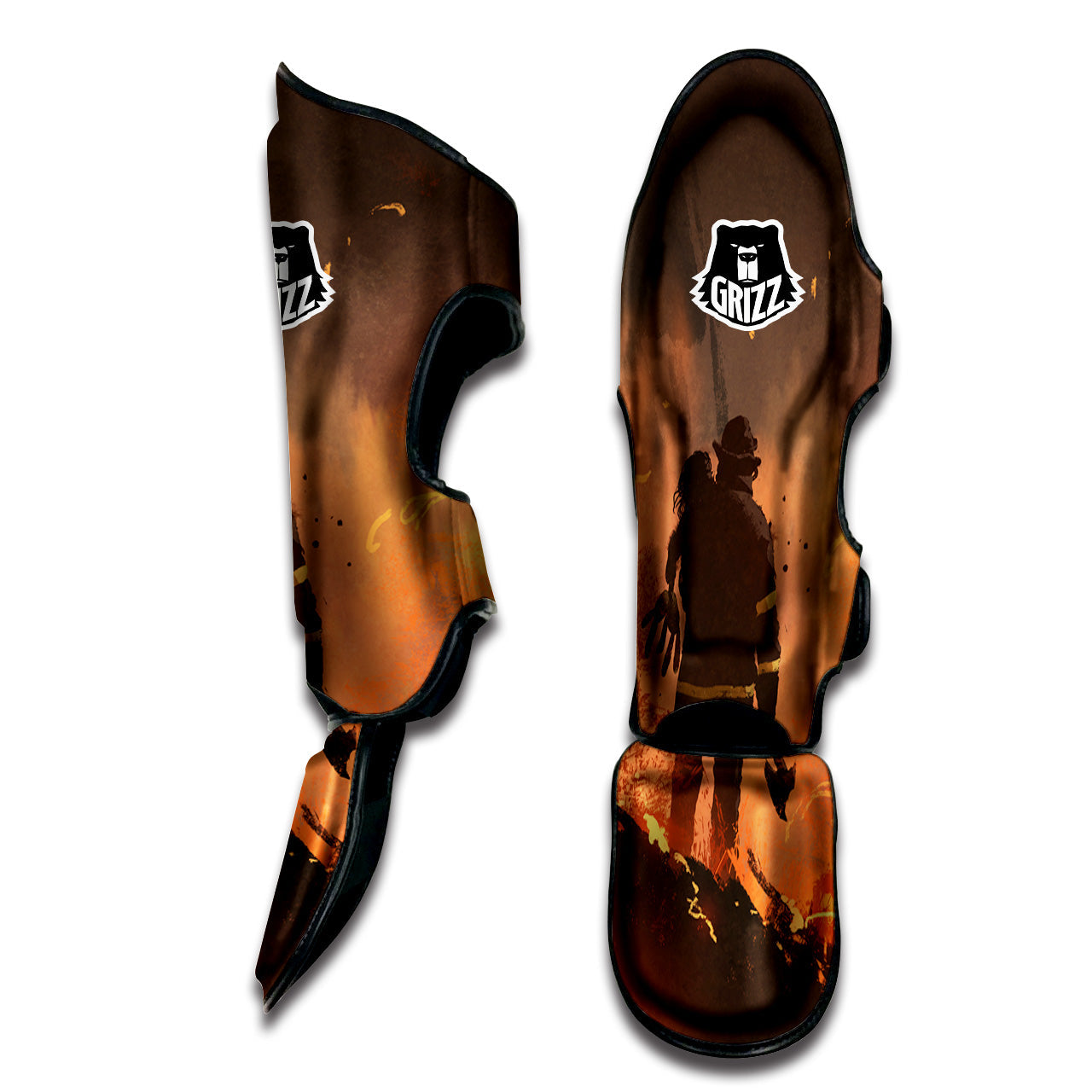 Painting Brave Firefighter Print Muay Thai Shin Guards-grizzshop