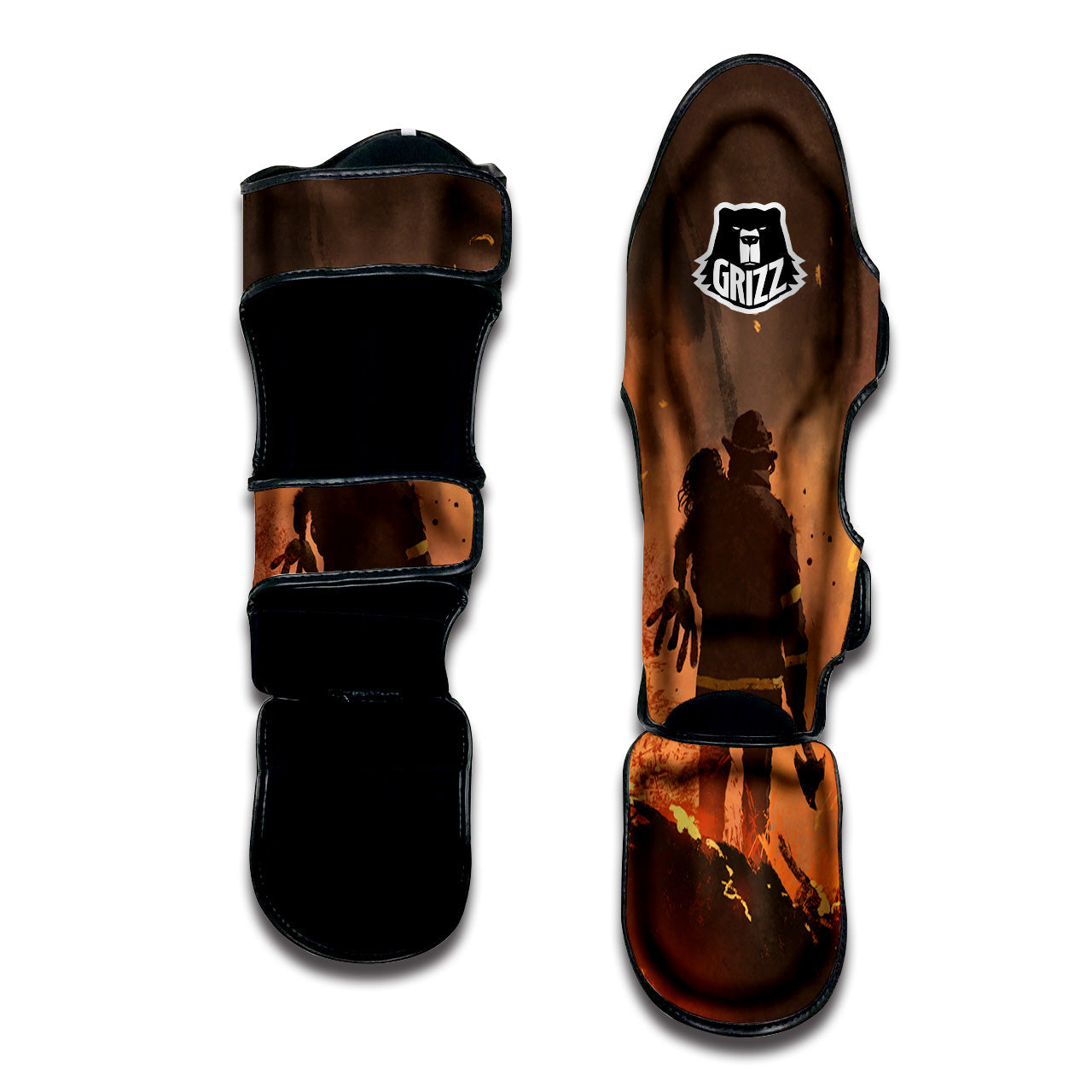 Painting Brave Firefighter Print Muay Thai Shin Guards-grizzshop