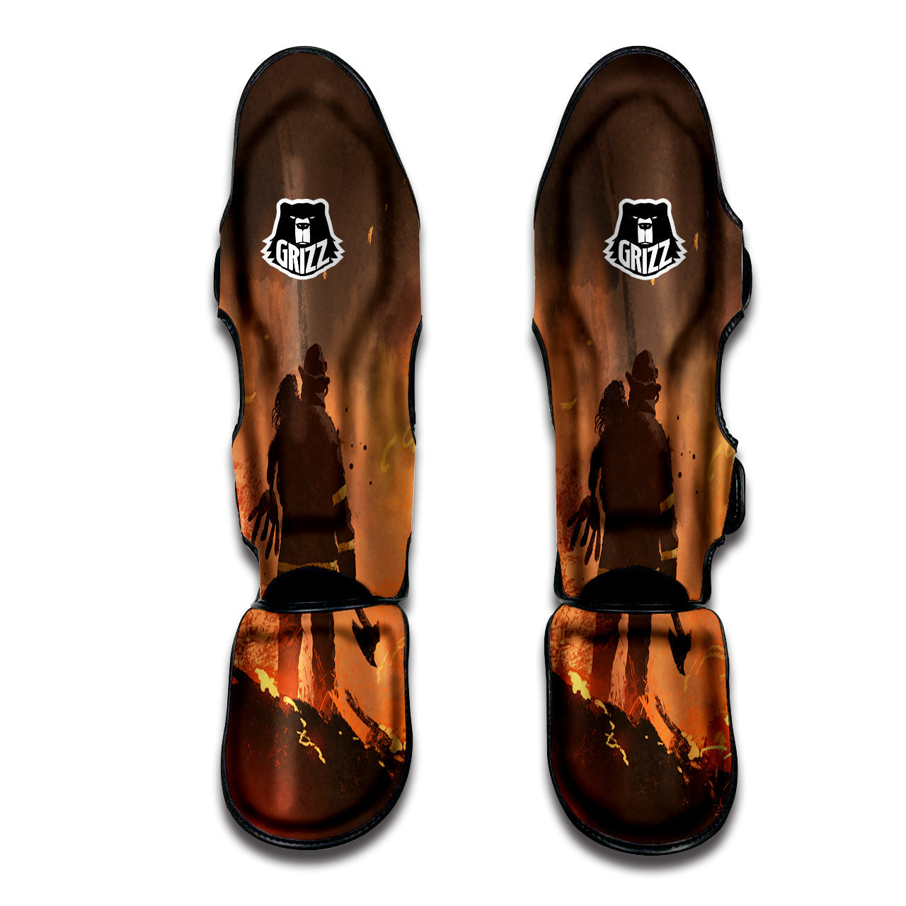 Painting Brave Firefighter Print Muay Thai Shin Guards-grizzshop