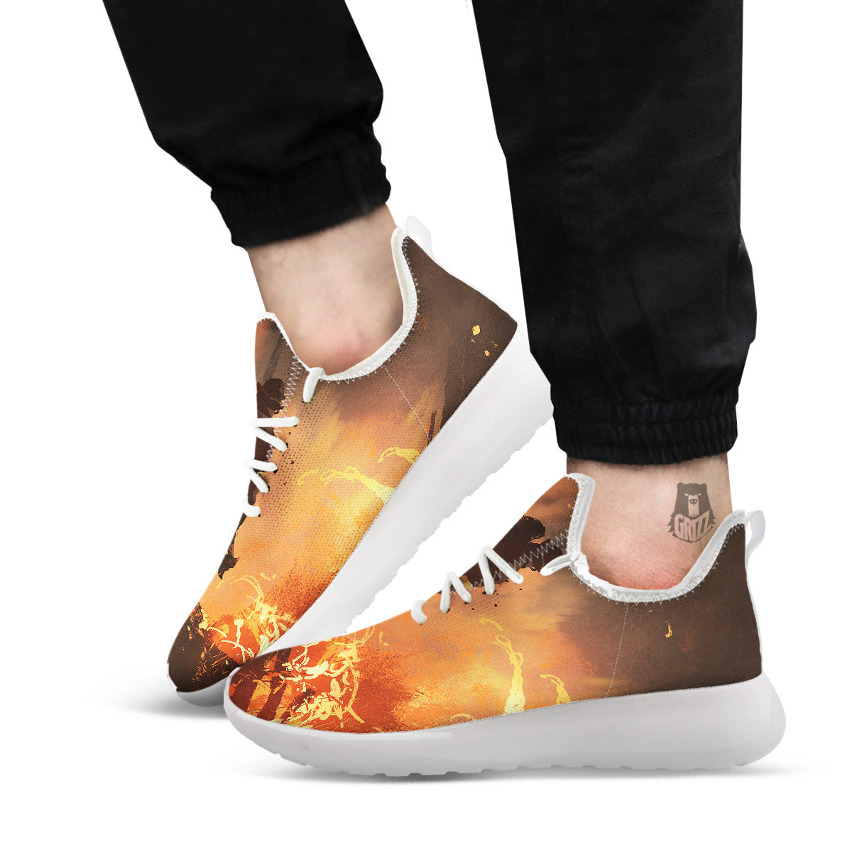 Painting Brave Firefighter Print White Athletic Shoes-grizzshop