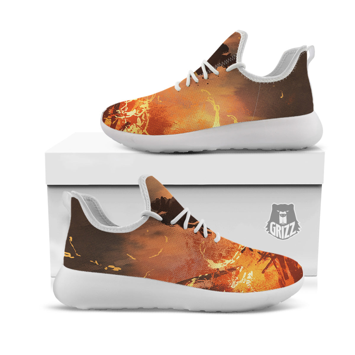 Painting Brave Firefighter Print White Athletic Shoes-grizzshop