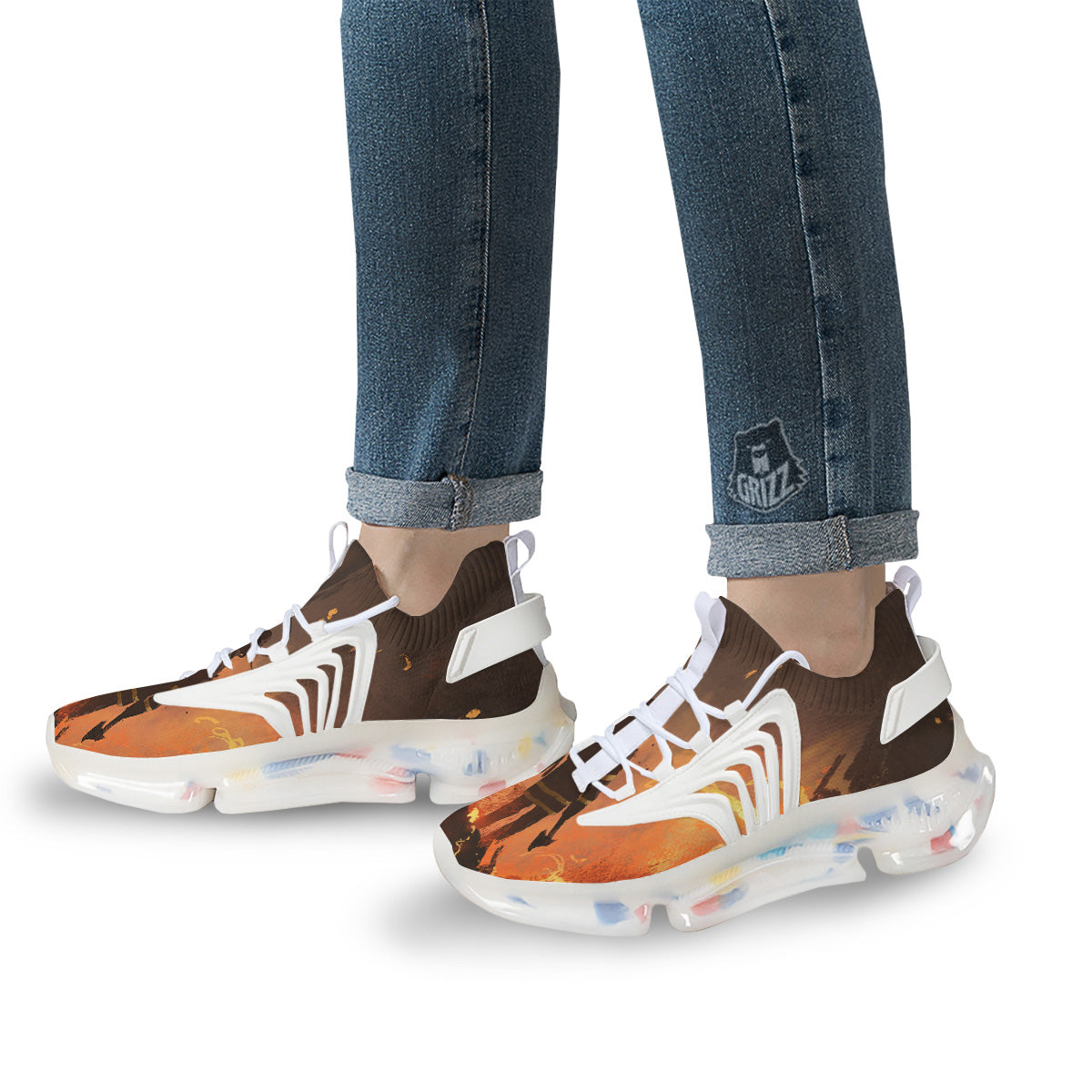 Painting Brave Firefighter Print White Gym Shoes-grizzshop