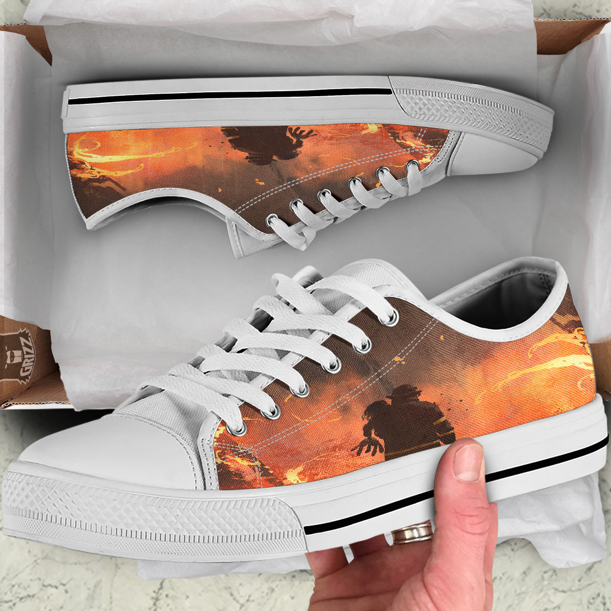 Painting Brave Firefighter Print White Low Top Shoes-grizzshop