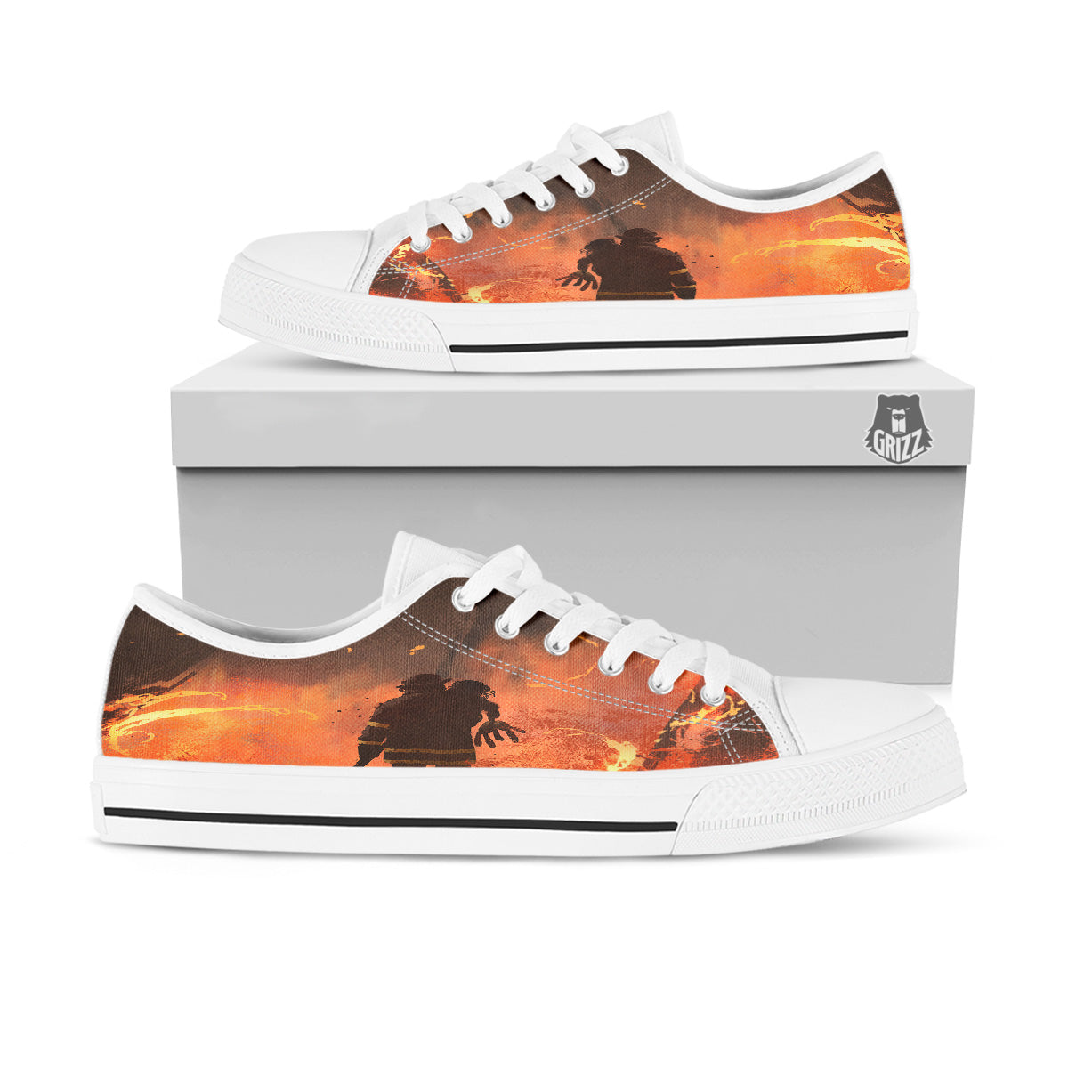 Painting Brave Firefighter Print White Low Top Shoes-grizzshop