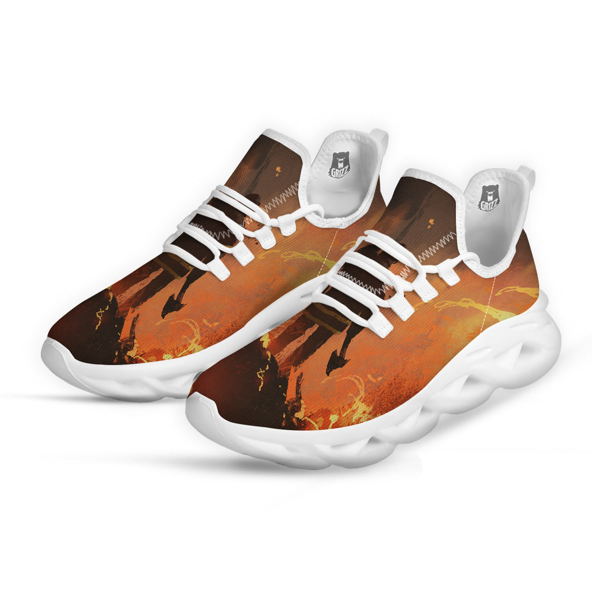 Painting Brave Firefighter Print White Running Shoes-grizzshop