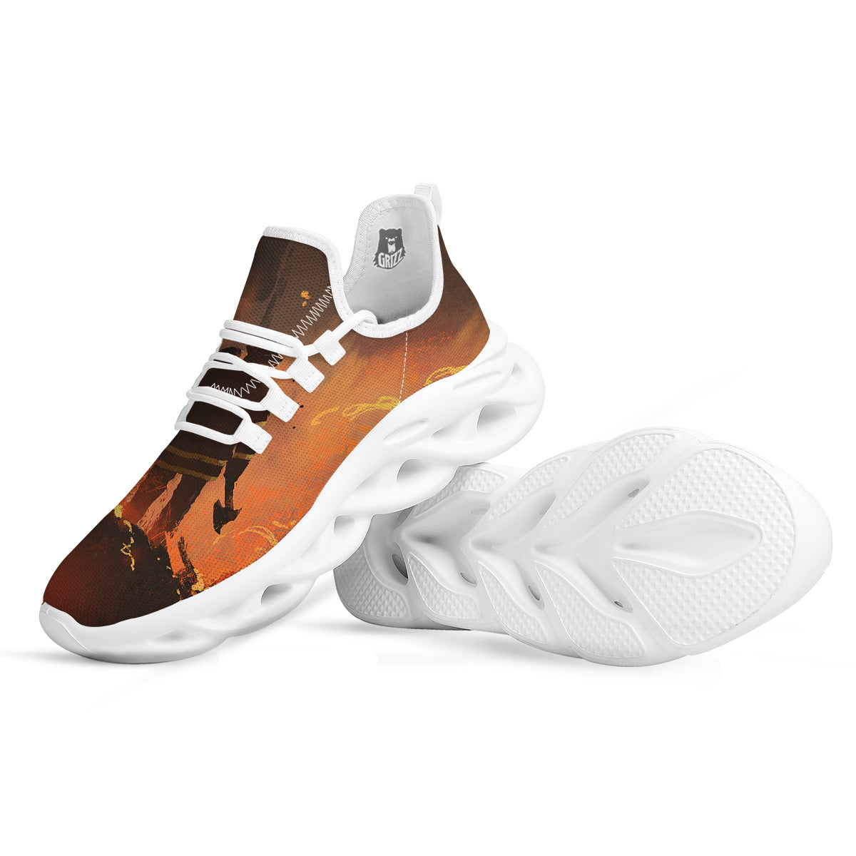Painting Brave Firefighter Print White Running Shoes-grizzshop