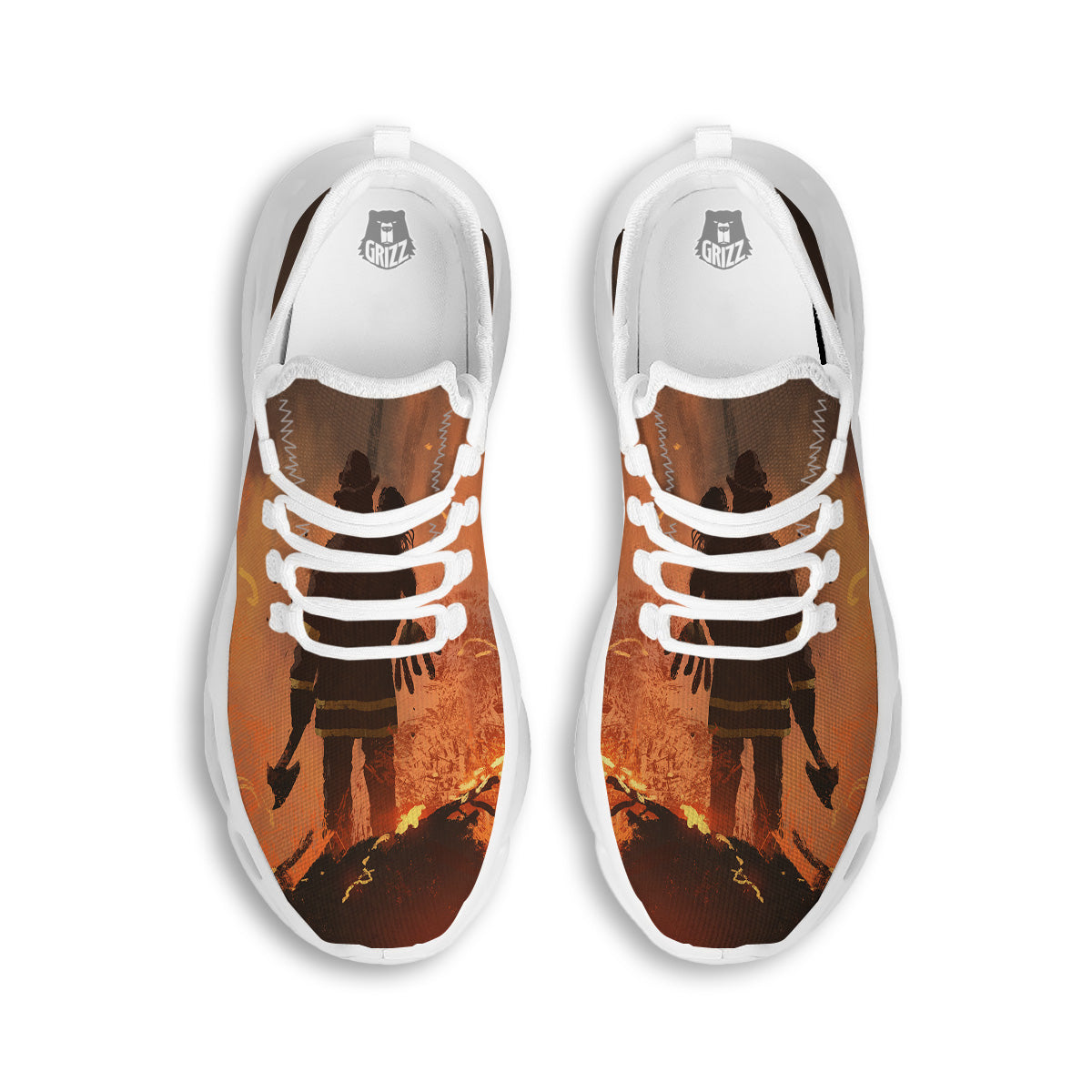 Painting Brave Firefighter Print White Running Shoes-grizzshop