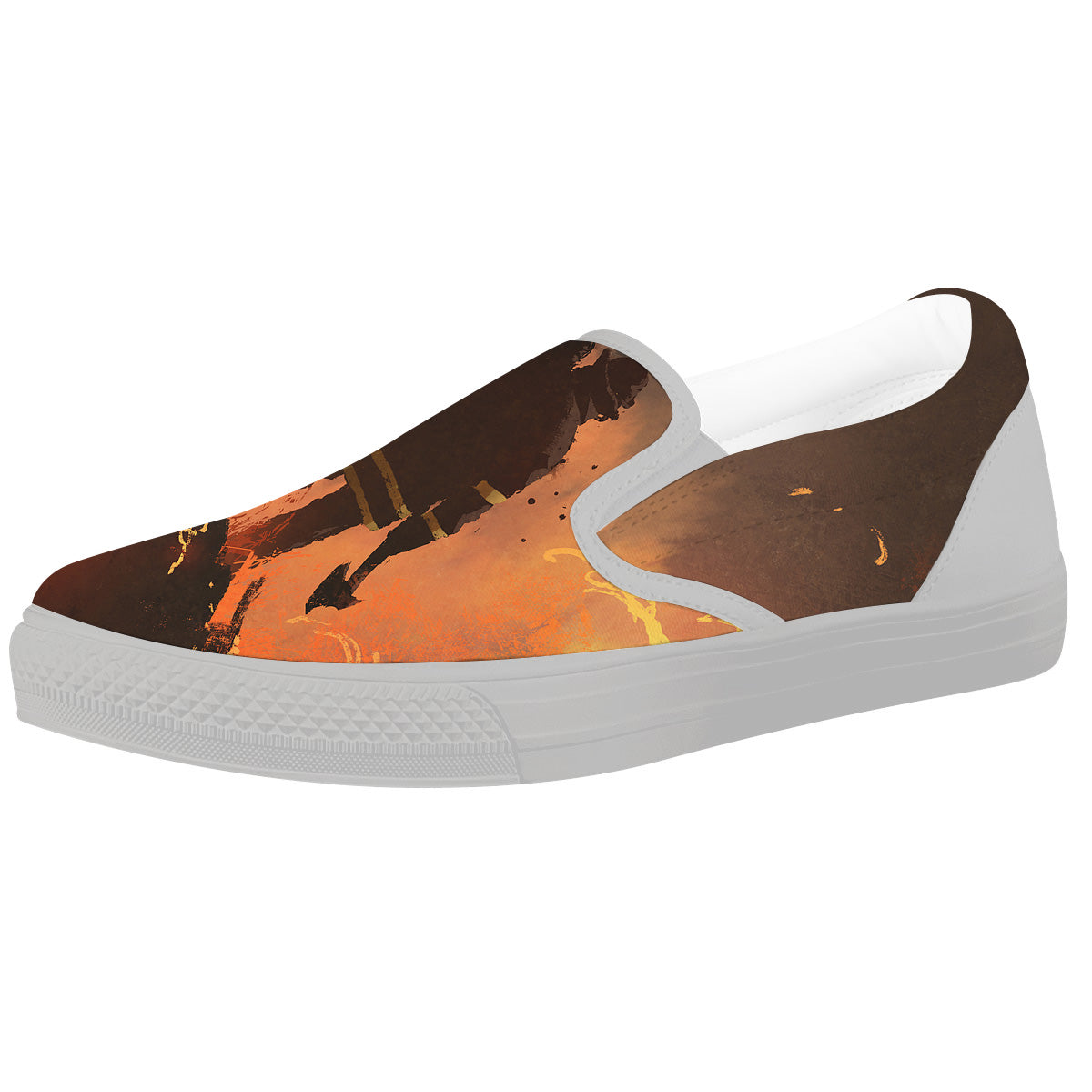 Painting Brave Firefighter Print White Slip On Shoes-grizzshop