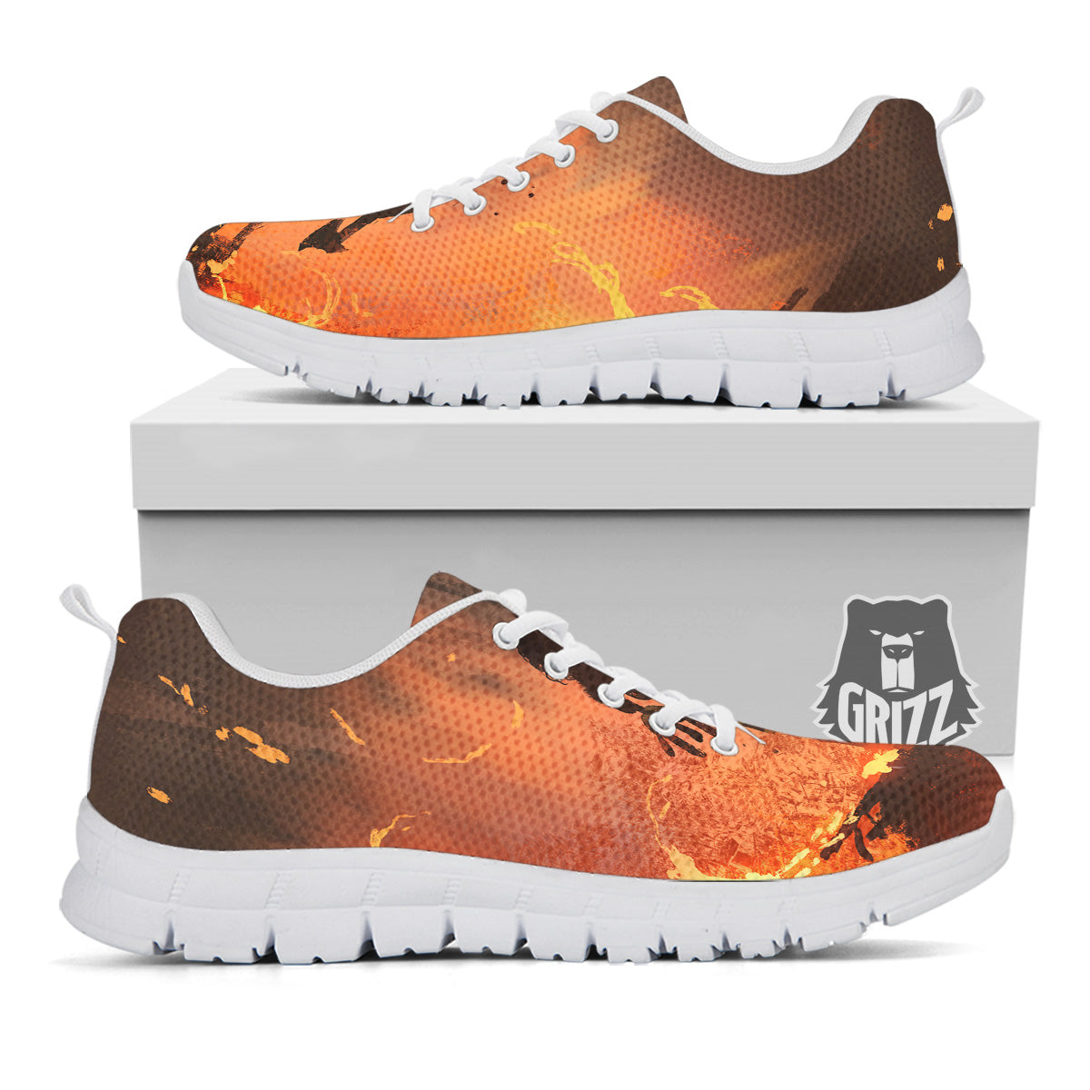 Painting Brave Firefighter Print White Sneaker-grizzshop