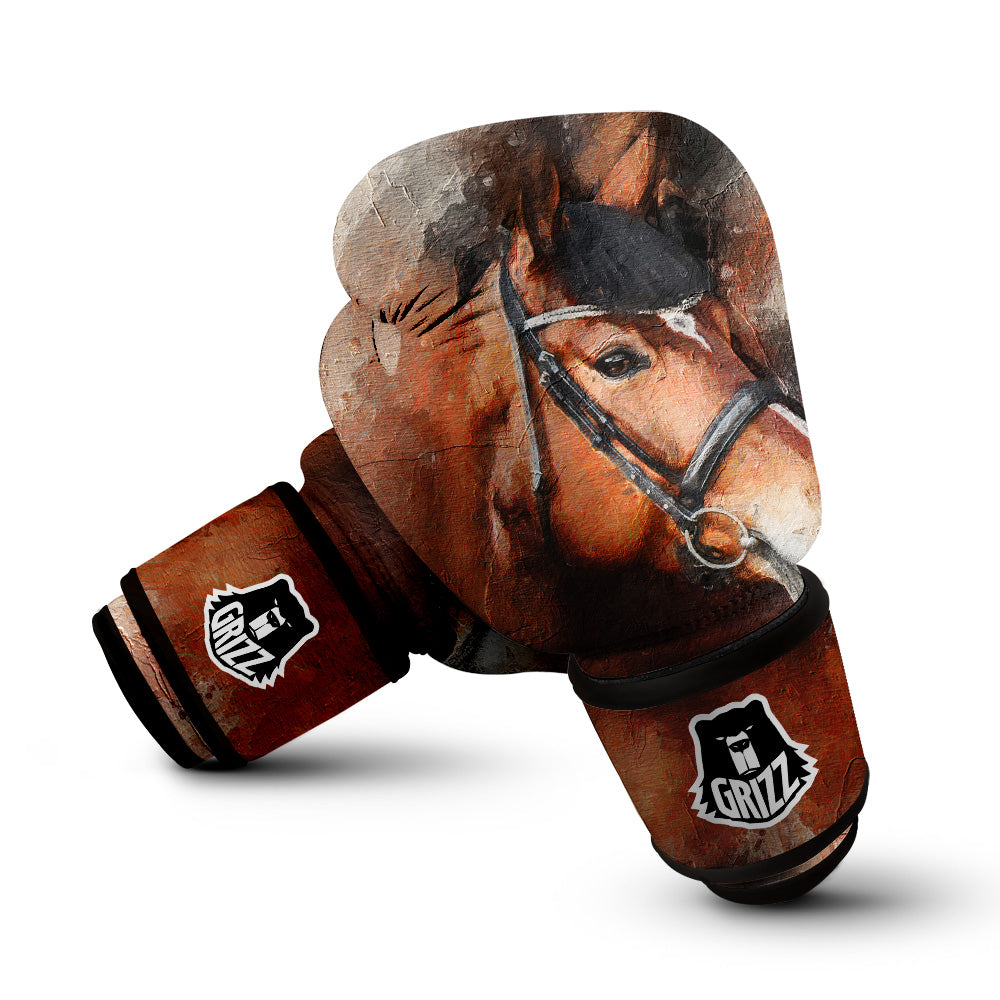 Painting Brown Horse Print Boxing Gloves-grizzshop
