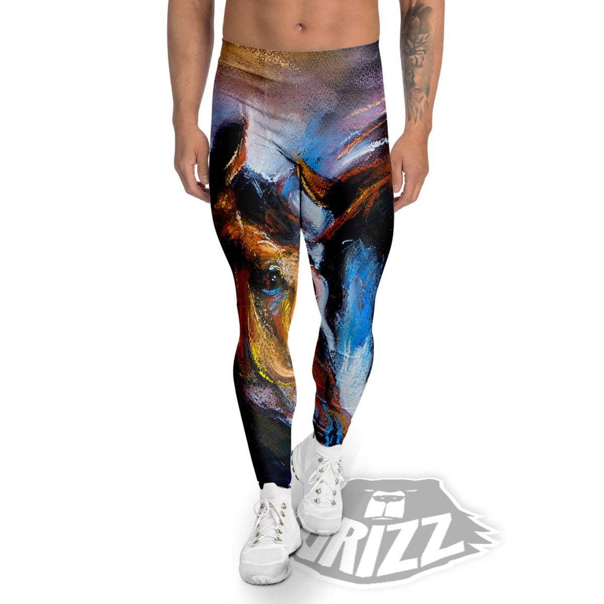 Painting Couple Horses Print Men's Leggings-grizzshop