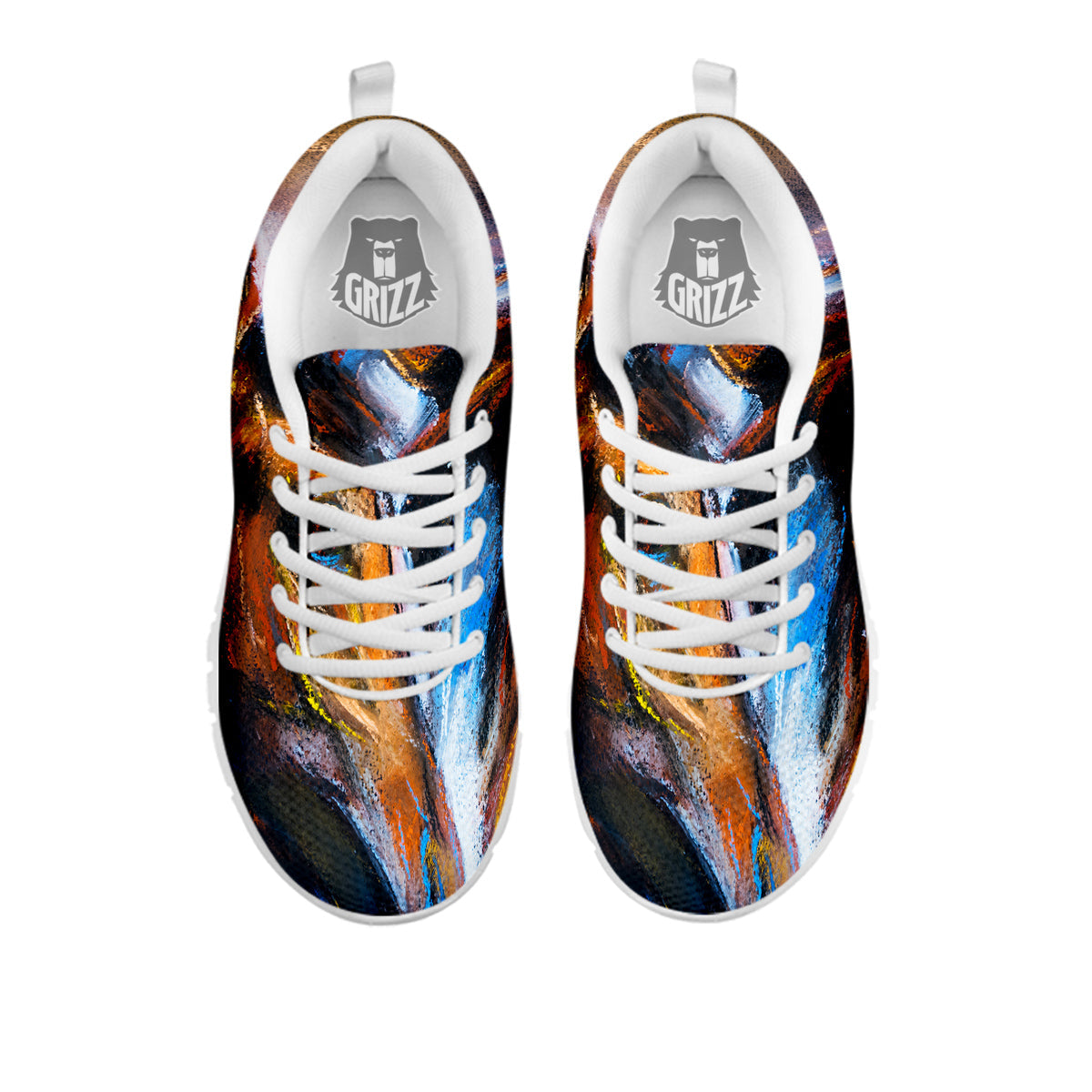 Painting Couple Horses Print White Sneaker-grizzshop
