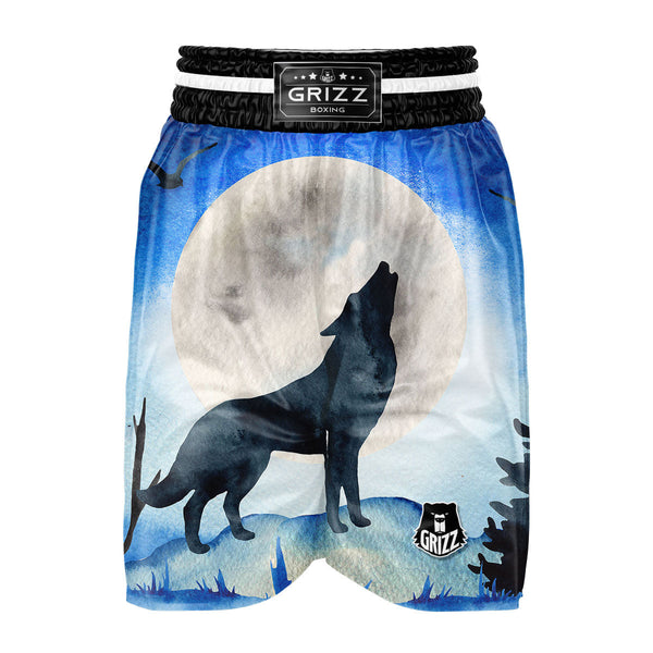 Painting Howling Wolf Snowy Print Boxing Shorts – Grizzshopping