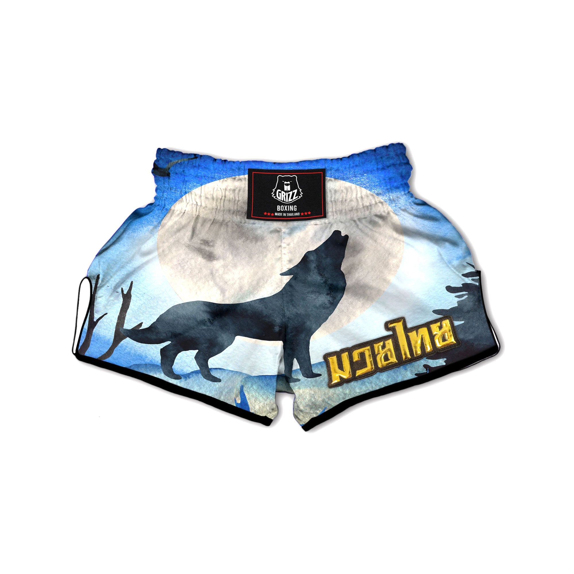 Painting Howling Wolf Snowy Print Muay Thai Boxing Shorts-grizzshop